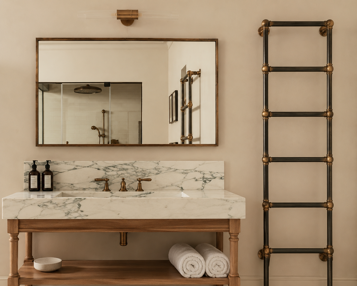 Studio 9 Design: A Timeless Bathroom Finished in Aged Brass - Rutland London (USA)