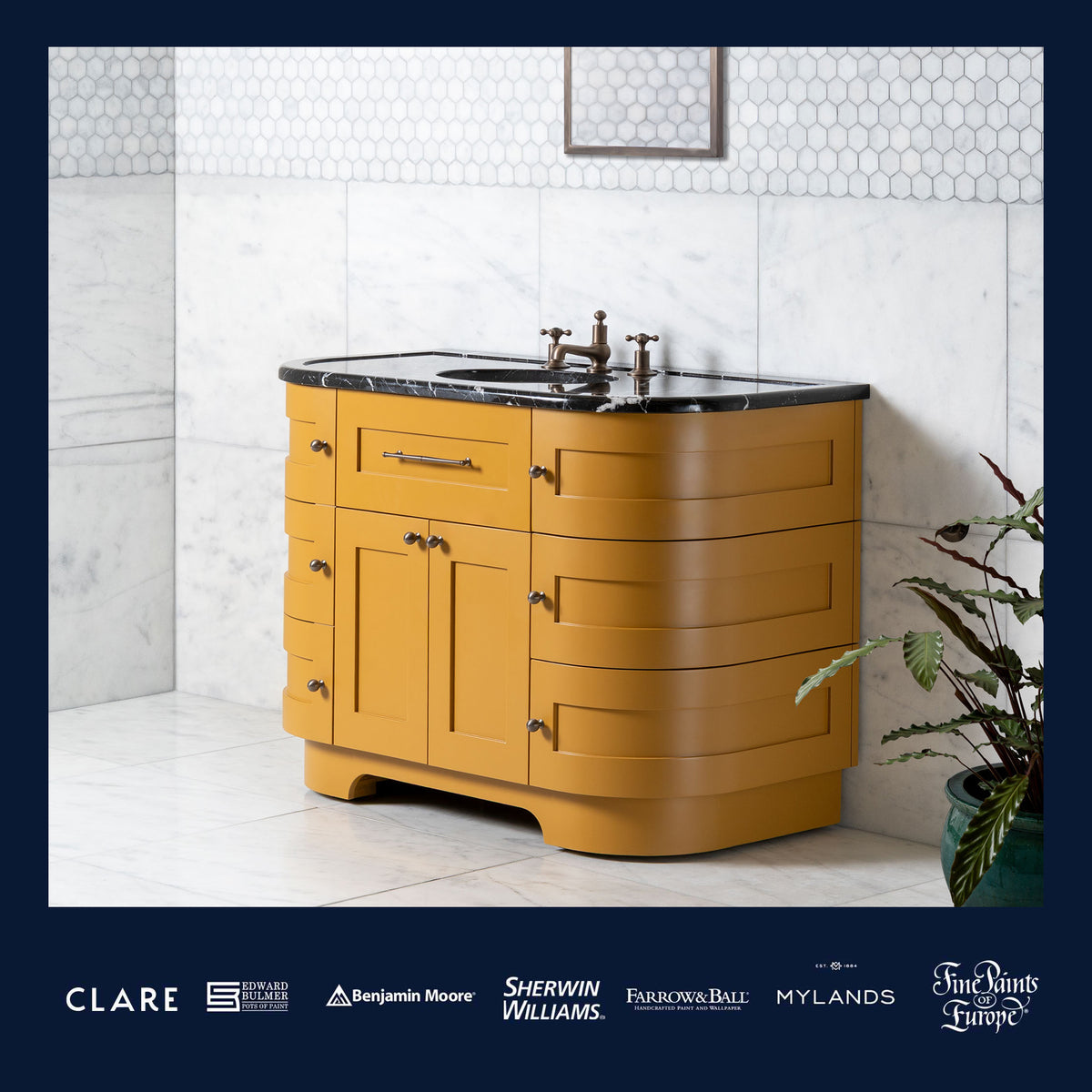 Norfolk Painted Bathroom Vanity (Inc. Marble Top, Upstand & Sink) - Rutland London (USA)