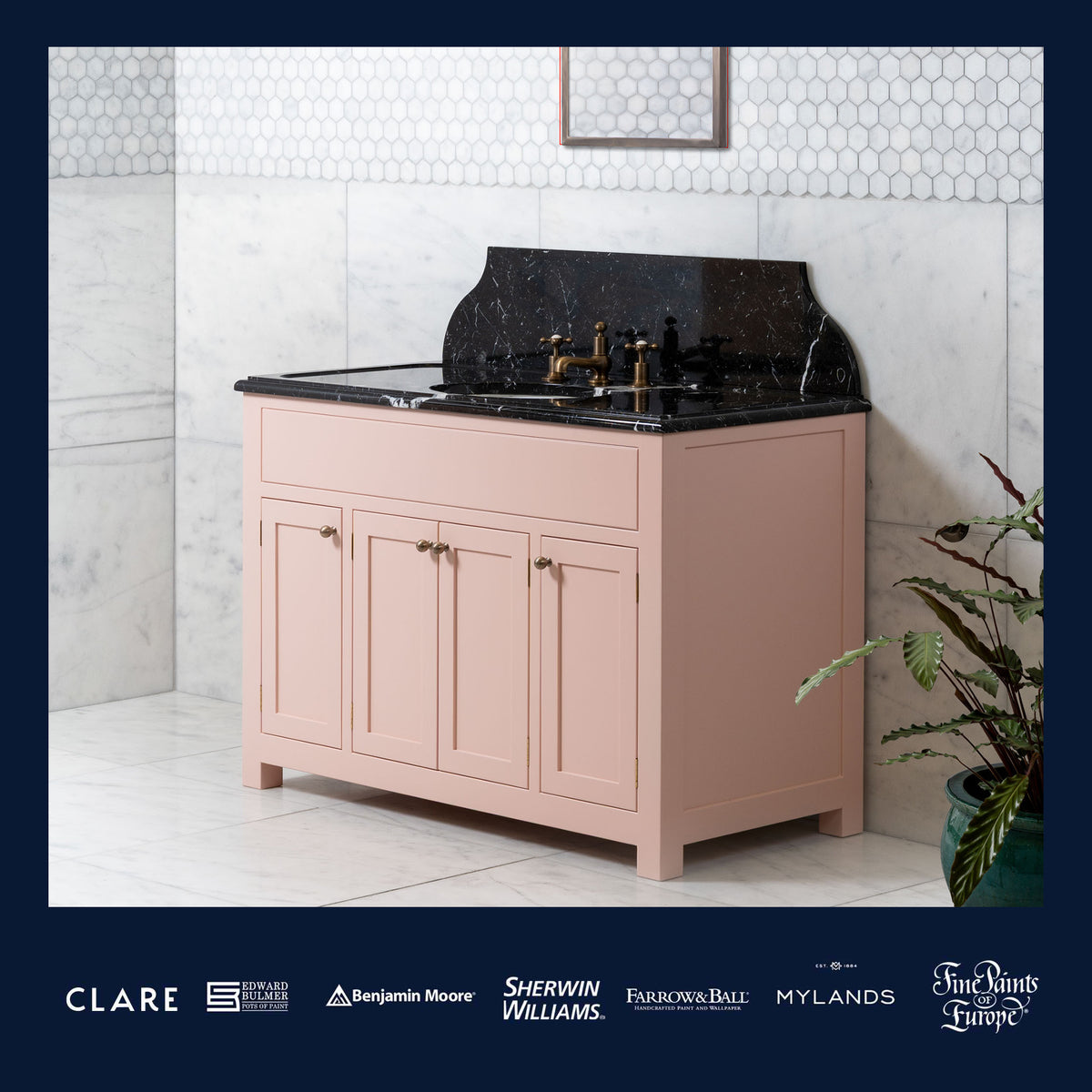 Charterhouse Painted Bathroom Vanity (Inc. Marble Top, Upstand & Sink) - Rutland London (USA)