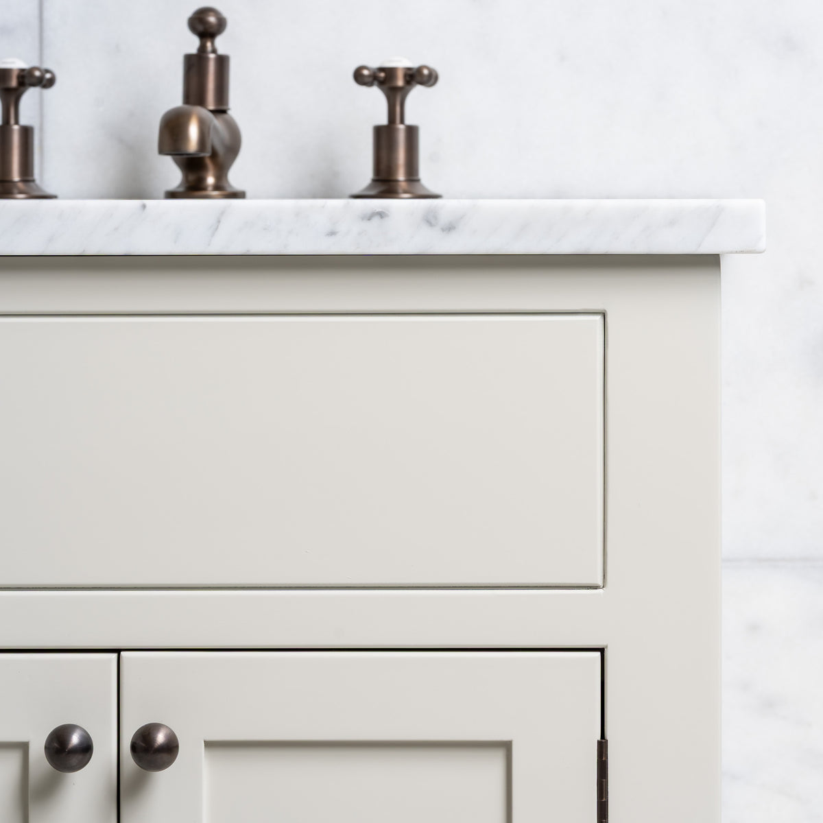 Blenheim Painted Bathroom Vanity (Inc. Marble Top, Upstand & 2no Sinks) - Rutland London (USA)