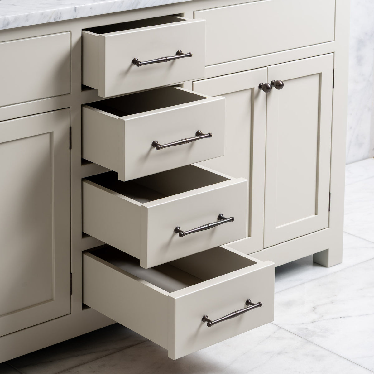 Blenheim Painted Bathroom Vanity (Inc. Marble Top, Upstand & 2no Sinks) - Rutland London (USA)