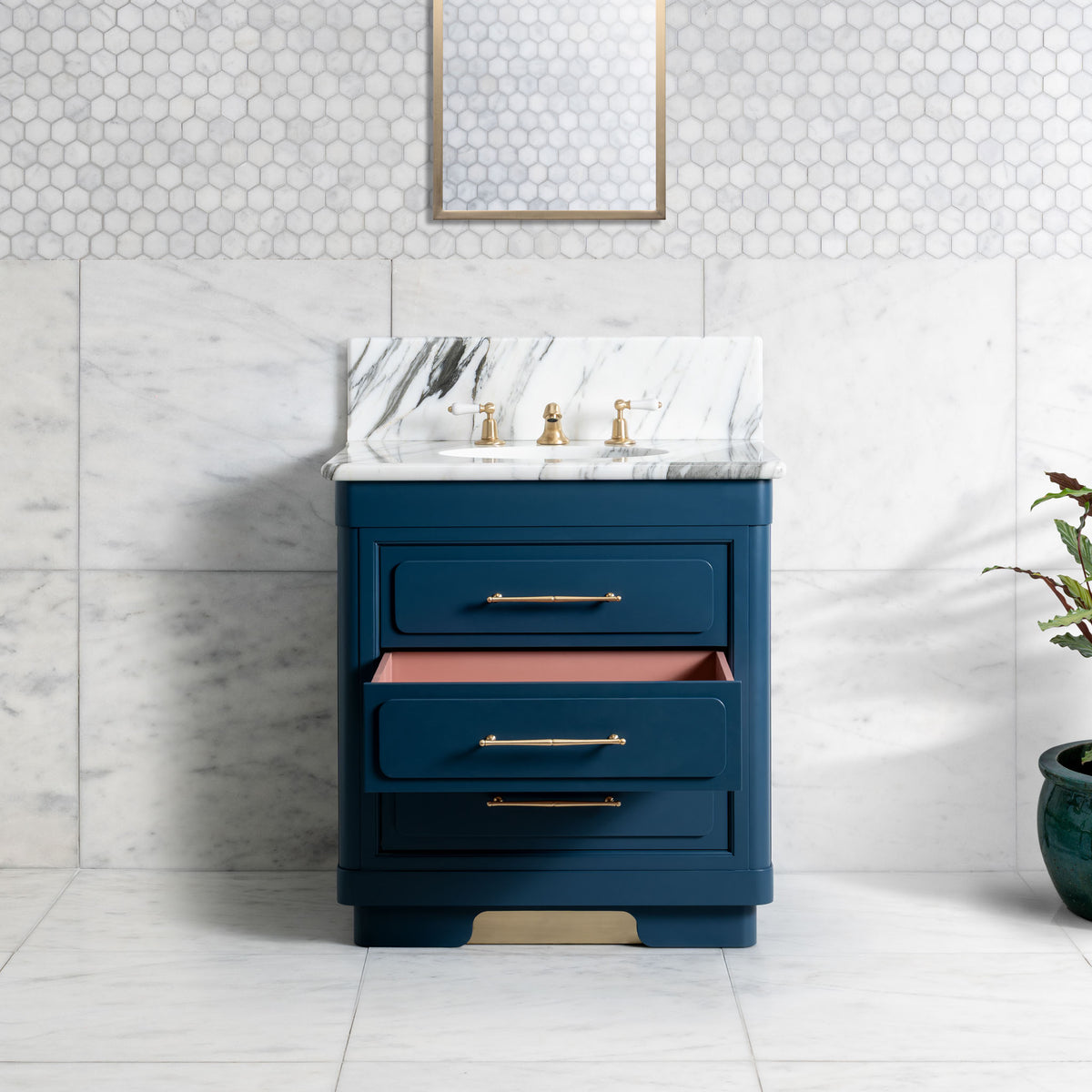 Providence Painted Bathroom Vanity (Inc. Marble Top, Upstand & Sink) - Rutland London