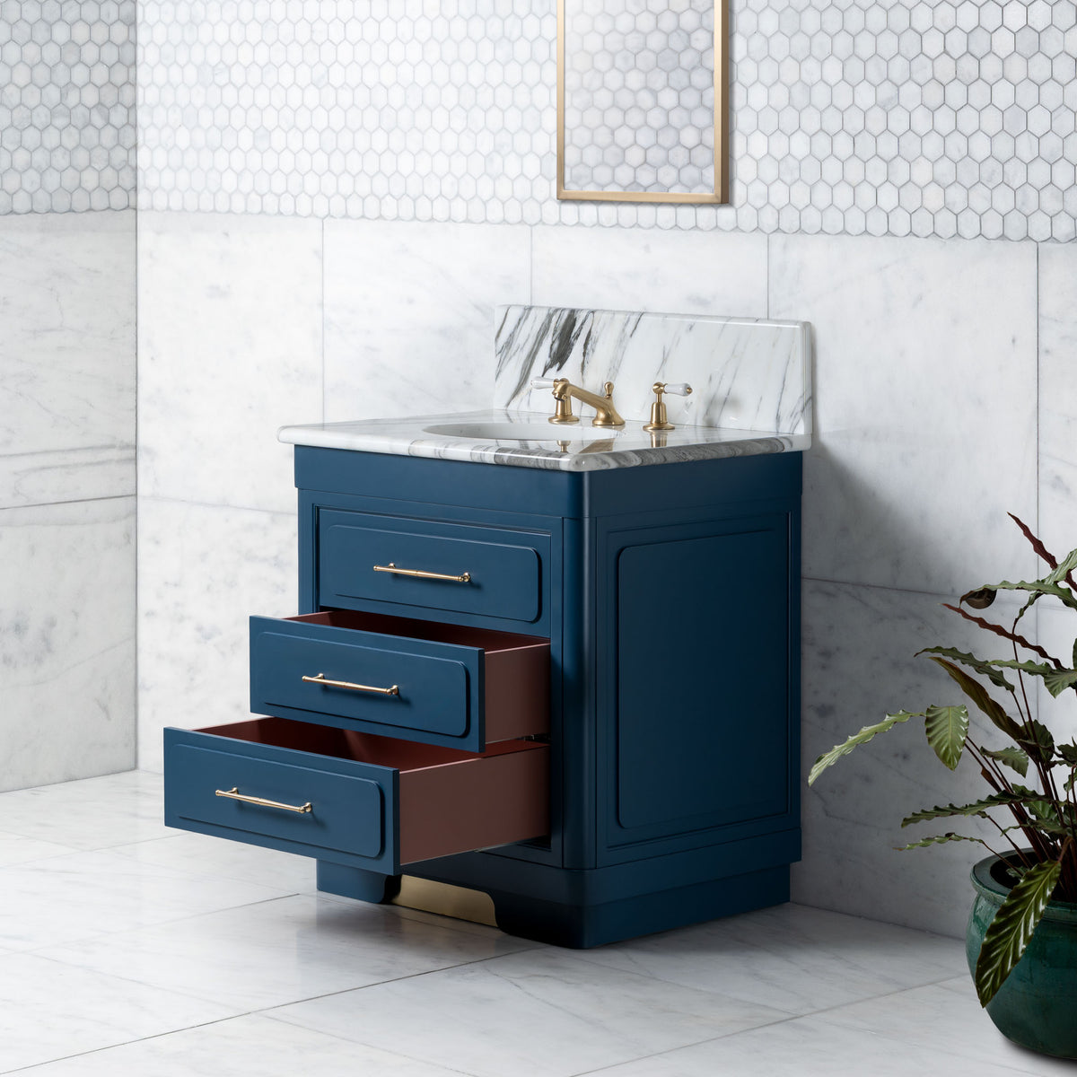 Providence Painted Bathroom Vanity (Inc. Marble Top, Upstand & Sink) - Rutland London