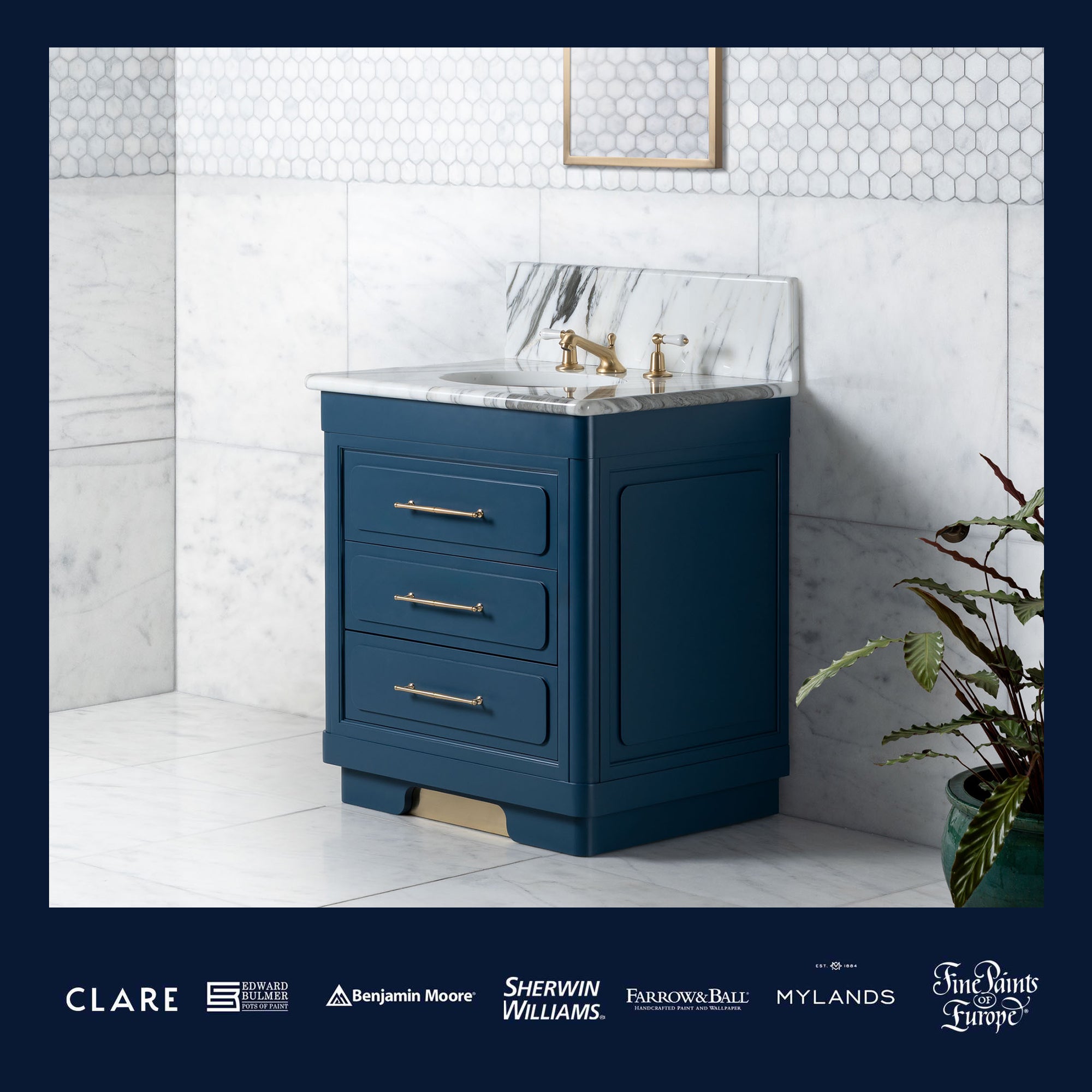 Providence Painted Bathroom Vanity (Inc. Marble Top, Upstand & Sink) - Rutland London