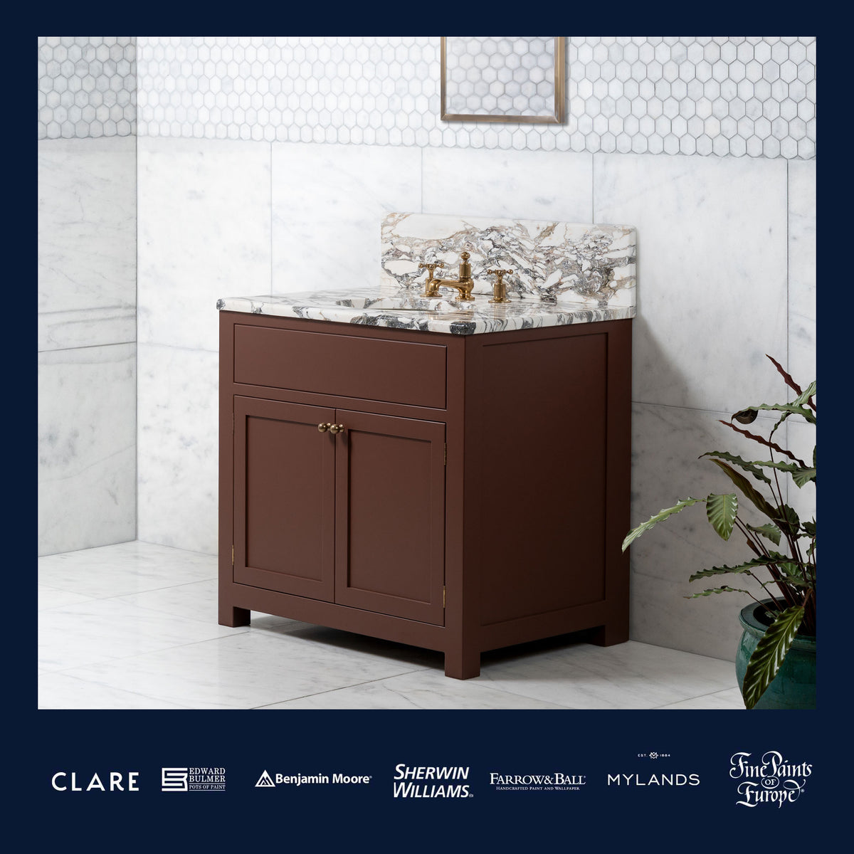 Onslow Painted Bathroom Vanity (Inc. Marble Top, Upstand & Sink) - Rutland London (USA)