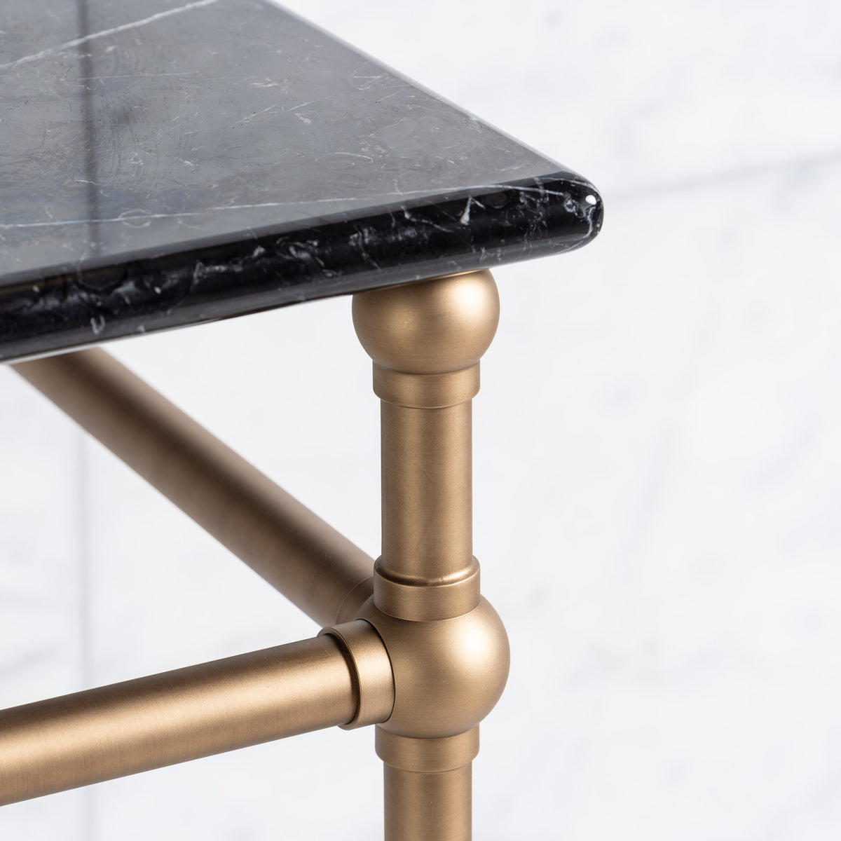 Bloomsbury Double Brass Console Bathroom Sink (Inc. Marble Top, Upstand & Sinks) - Rutland London (USA)