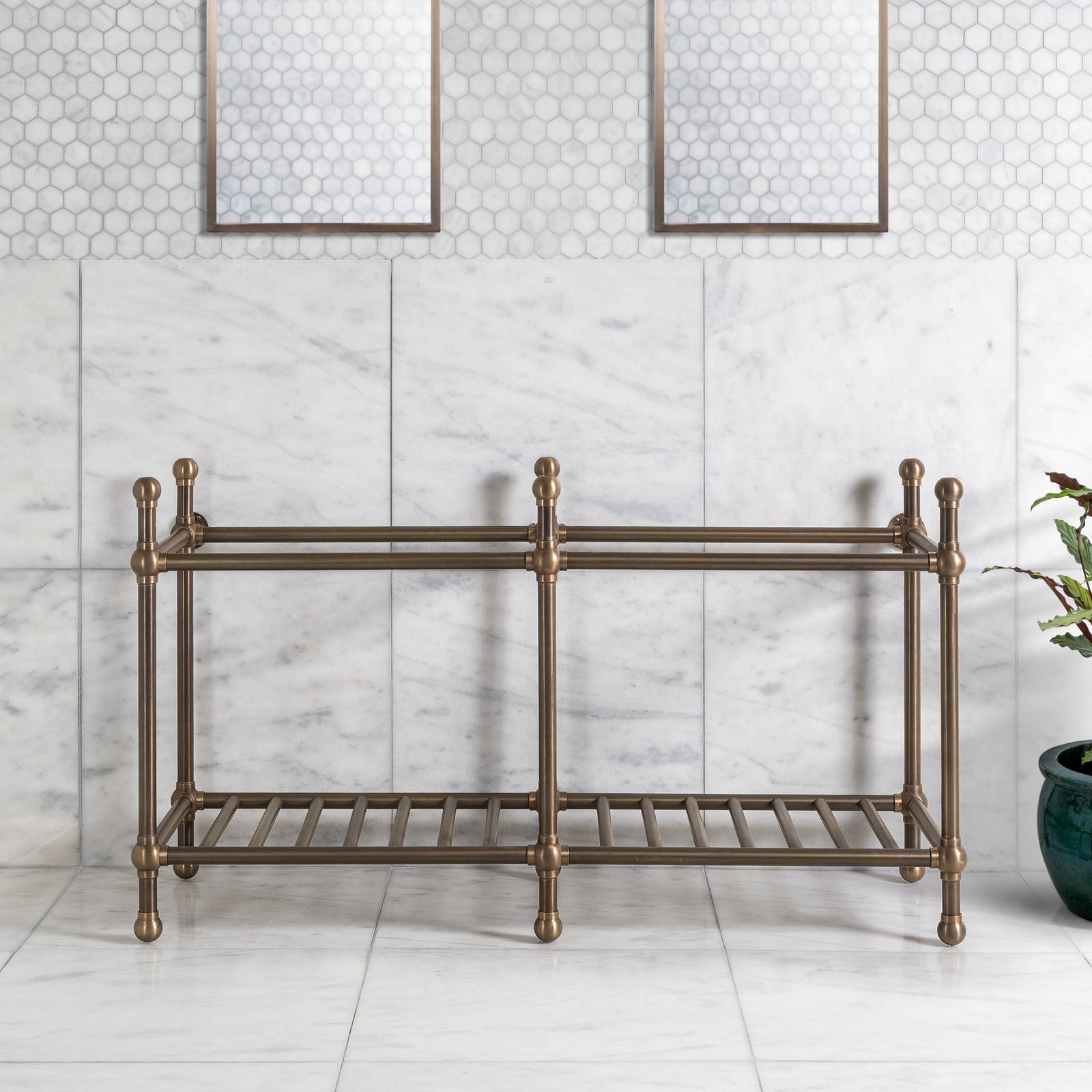 Westminster Double Brass Console Sink Legs (Legs Only - No Top, Upstand or Sinks) - Rutland London (USA)