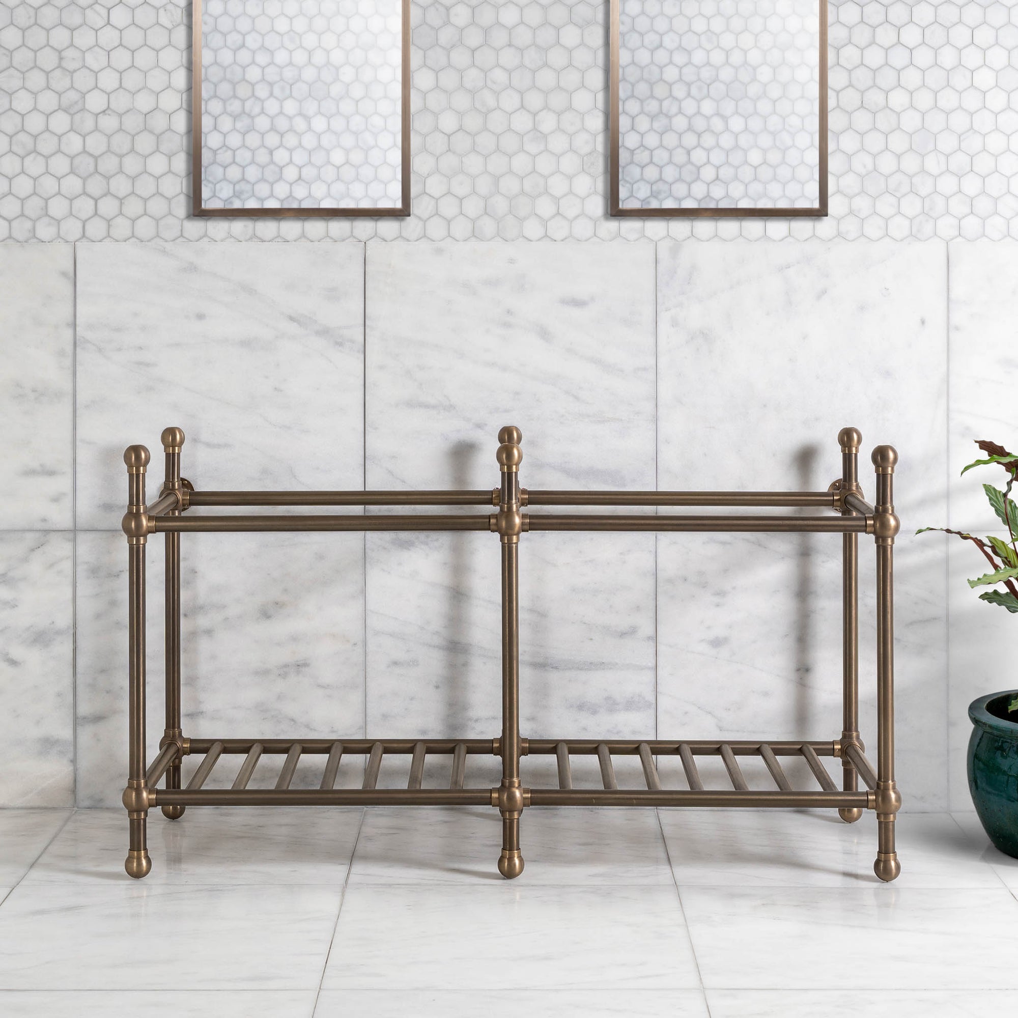 Westminster Double Brass Console Sink Legs (Legs Only - No Top, Upstand or Sinks) - Rutland London (USA)