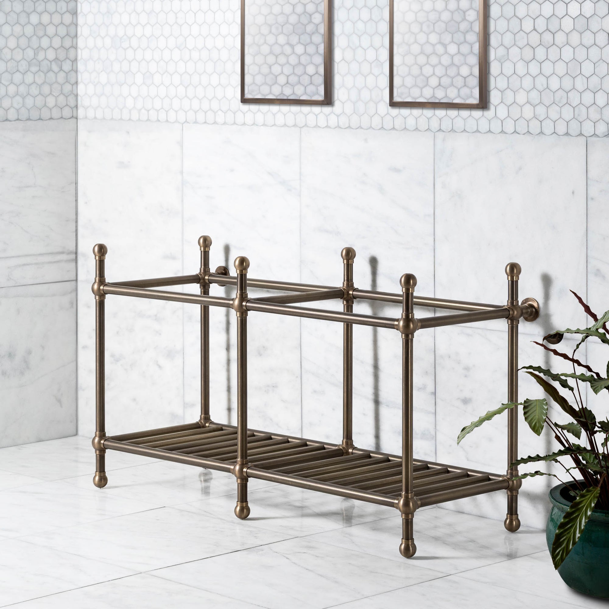 Westminster Double Brass Console Sink Legs (Legs Only - No Top, Upstand or Sinks) - Rutland London (USA)