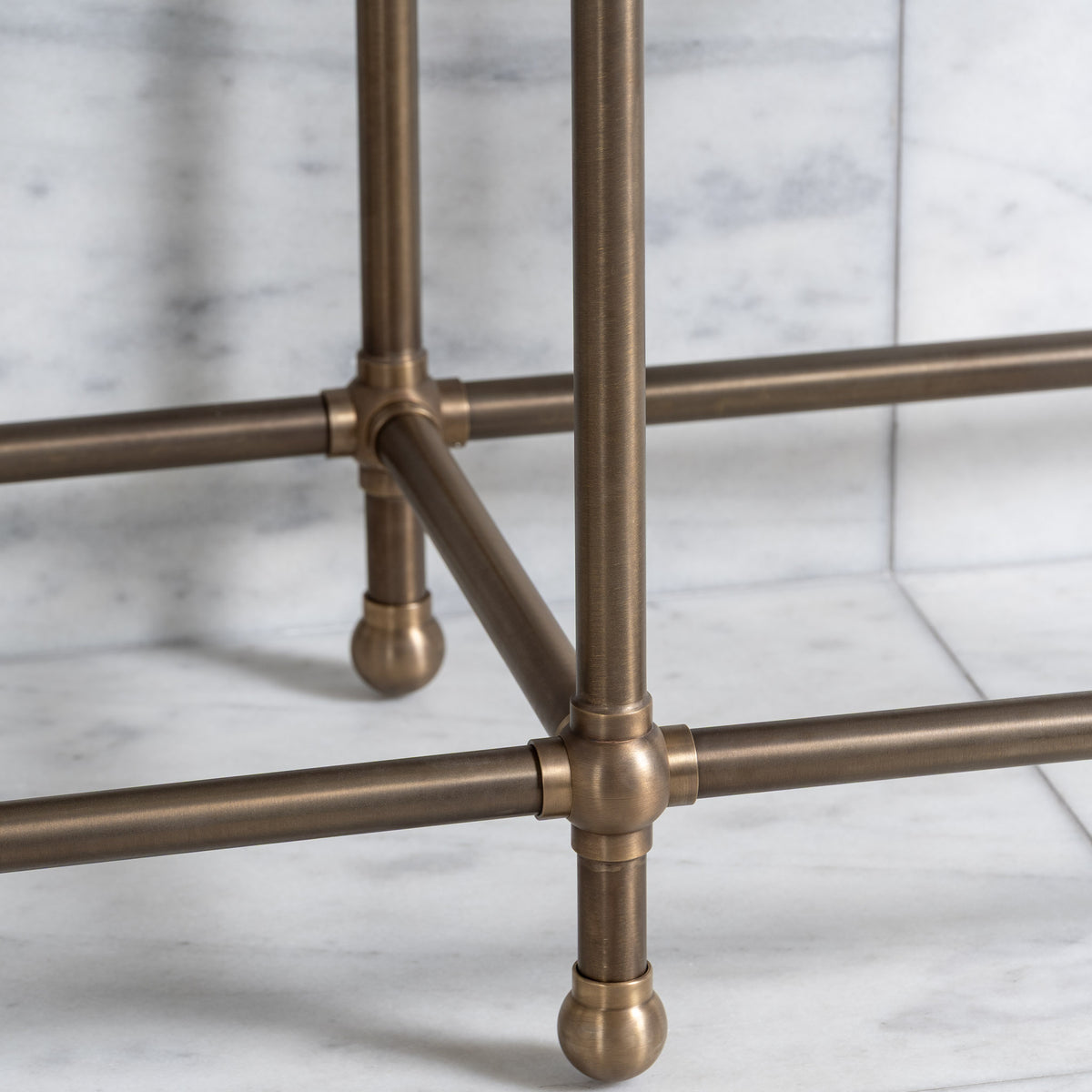 Regent Double Brass Console Bathroom Sink (Inc. Marble Top, Upstand & Sinks) - Rutland London (USA)