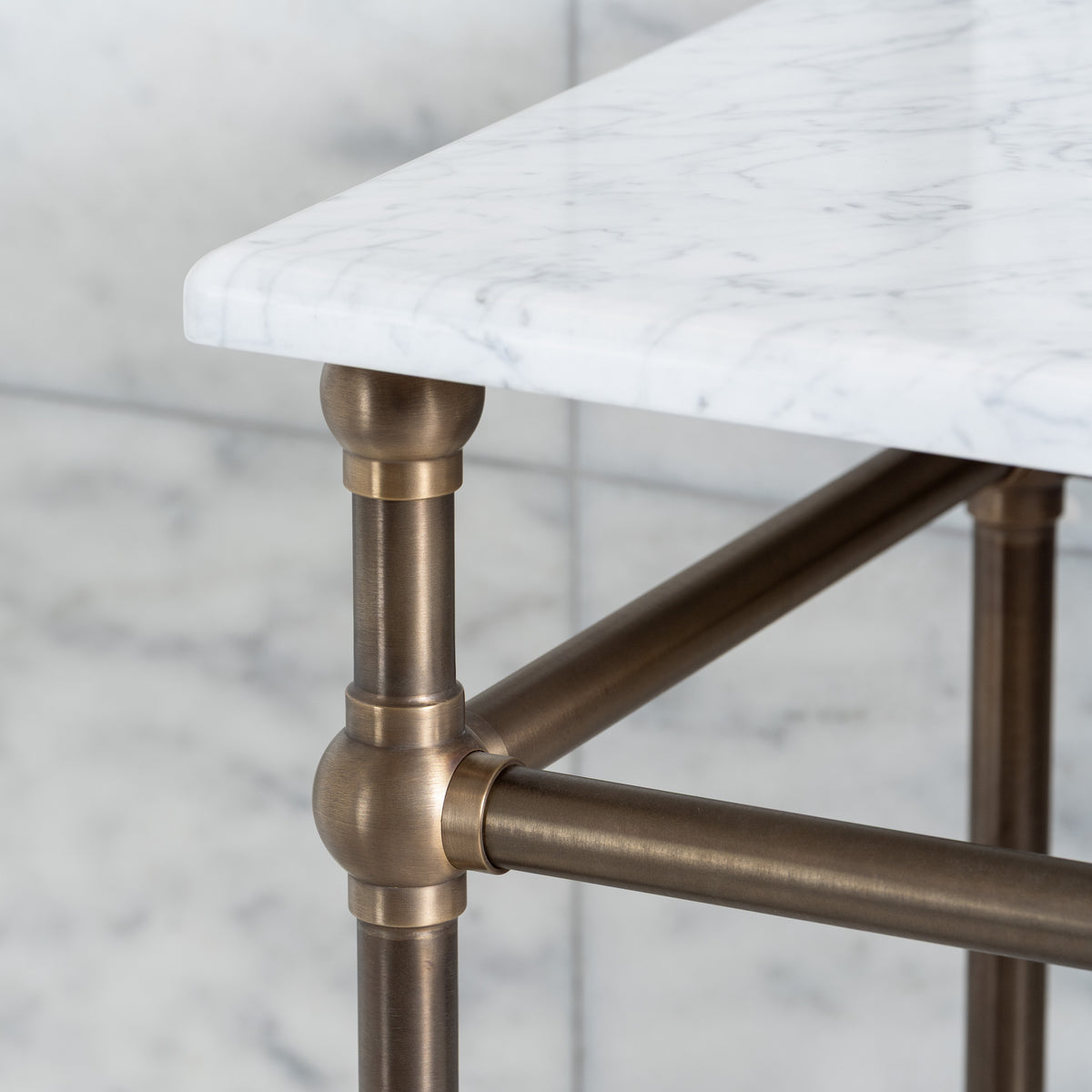 Regent Double Brass Console Bathroom Sink (Inc. Marble Top, Upstand & Sinks)