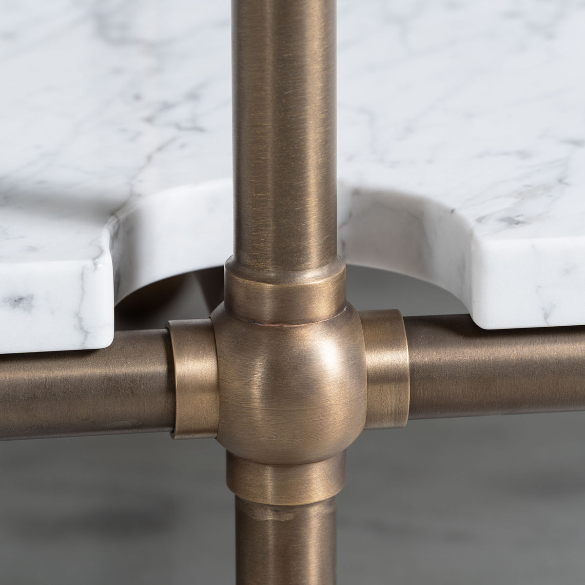 Ravenscourt Double Brass Console Bathroom Sink (Inc. Marble Top, Upstand, Shelf & Sinks) - Rutland London (USA)