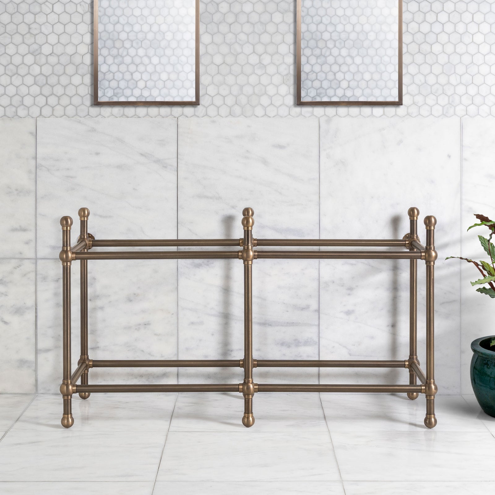 Regent Double Brass Console Sink Legs (Legs Only - No Top, Upstand or Sinks) - Rutland London (USA)