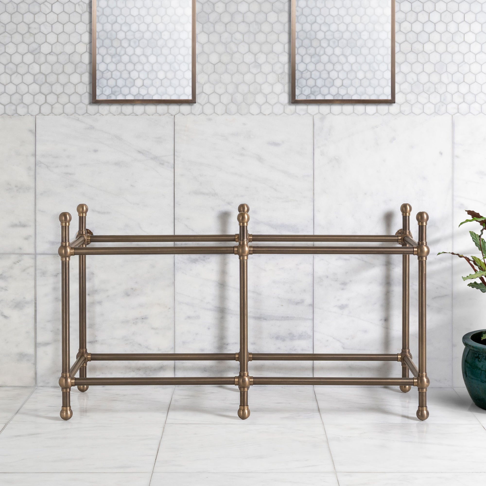 Regent Double Brass Console Sink Legs (Legs Only - No Top, Upstand or Sinks) - Rutland London (USA)