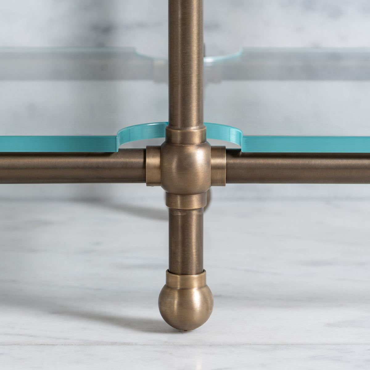 Colville Double Brass Console Bathroom Sink (Inc. Marble Top, Upstand, Glass Shelf & Sinks) - Rutland London (USA)