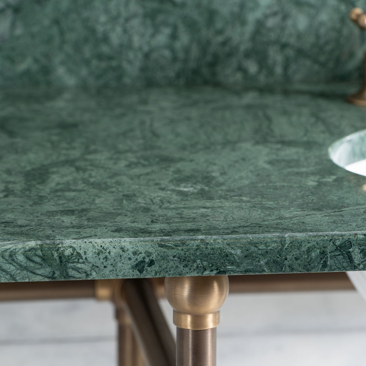 Colville Double Brass Console Bathroom Sink (Inc. Marble Top, Upstand, Glass Shelf & Sinks) - Rutland London (USA)