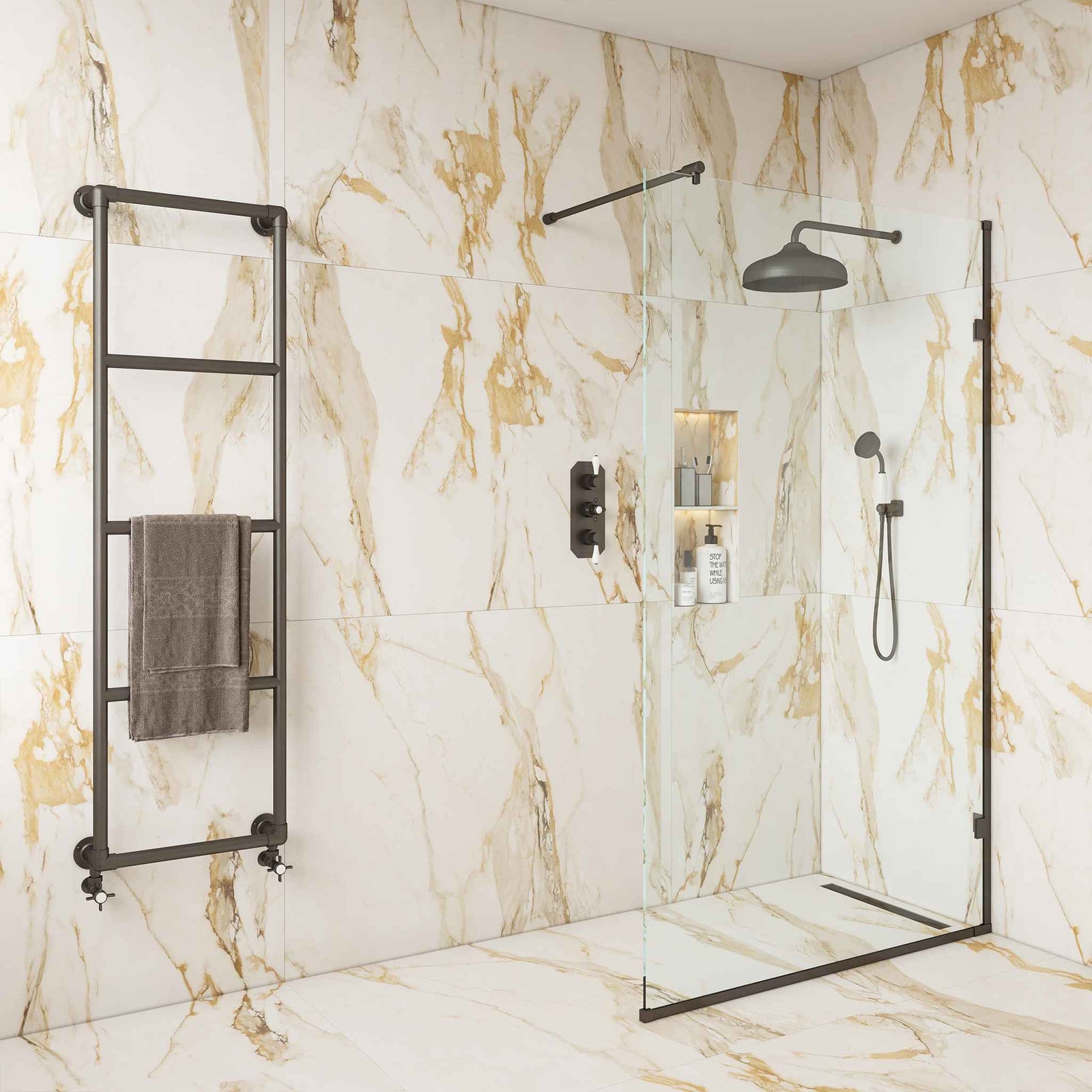 Temple Brass Shower Screen Componentry Kit - Rutland London (USA)