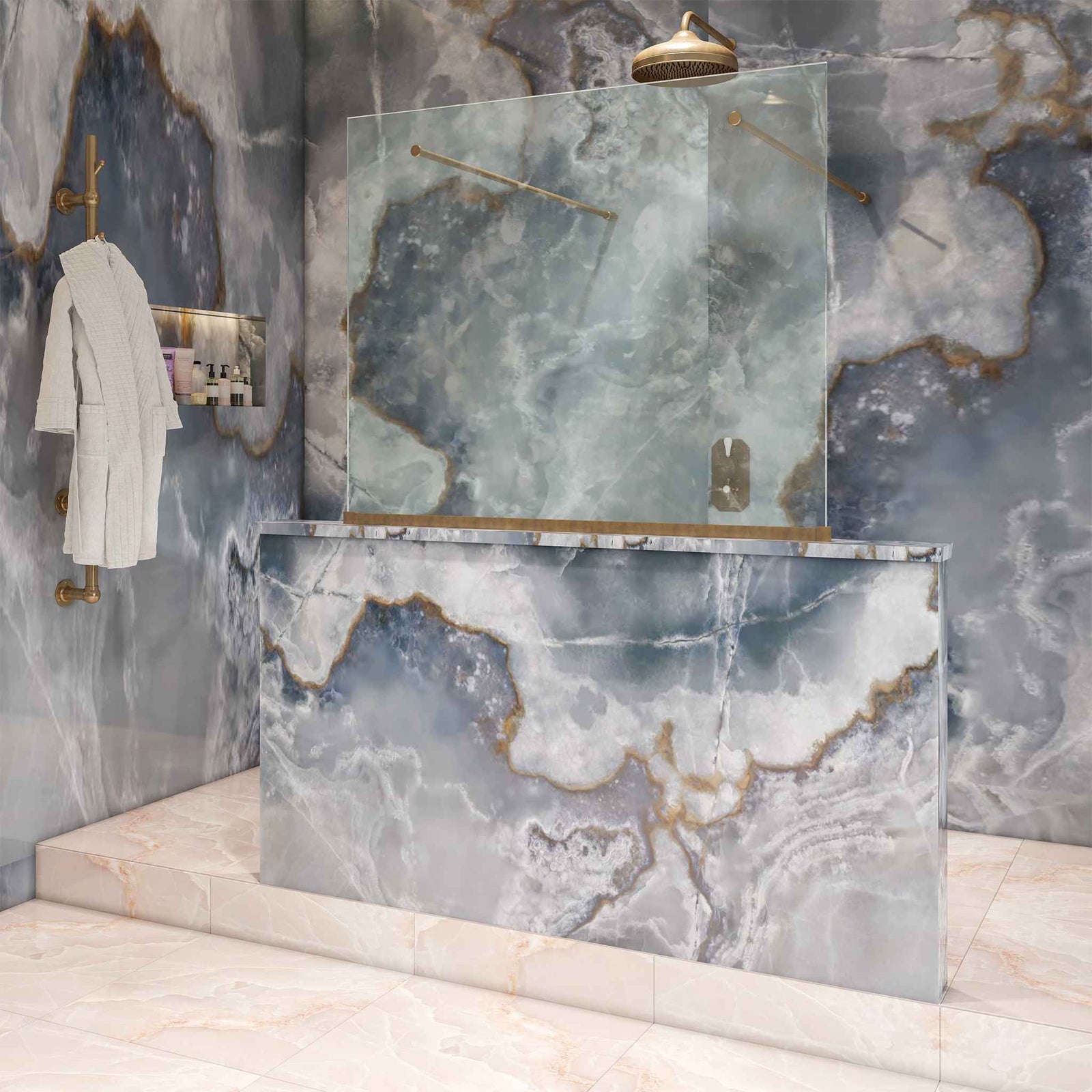 Avondale Semi-Frameless Brass Shower Screen Componentry Kit (Excluding Glass) - Rutland London (USA)