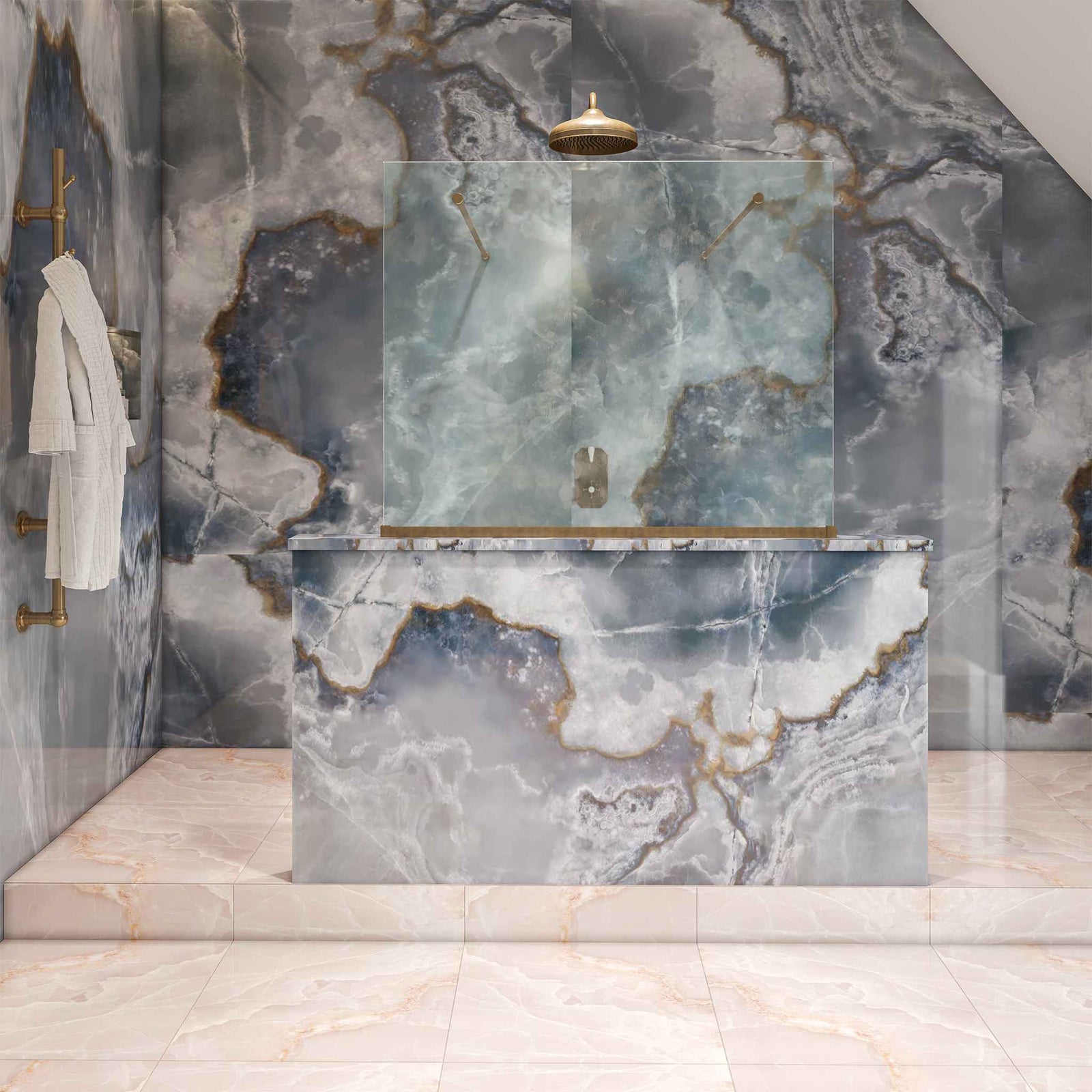 Avondale Semi-Frameless Brass Shower Screen Componentry Kit (Excluding Glass) - Rutland London (USA)