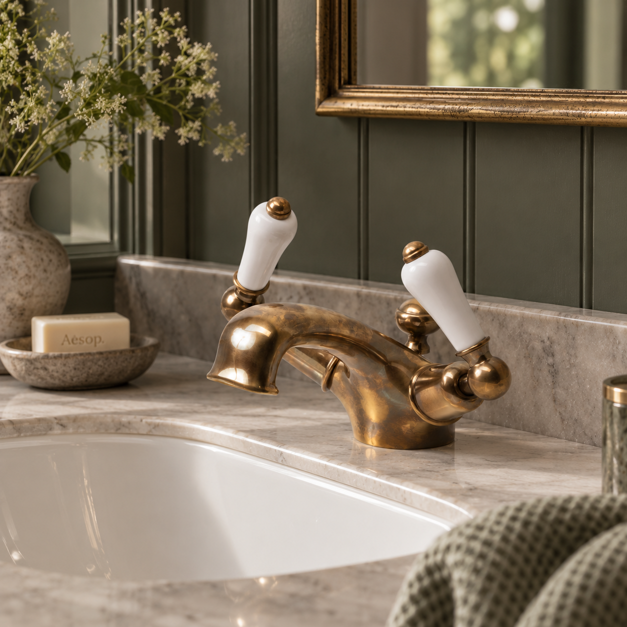 Cavalry White Ceramic Lever Single Hole Bathroom Sink Faucet - Rutland London (USA)