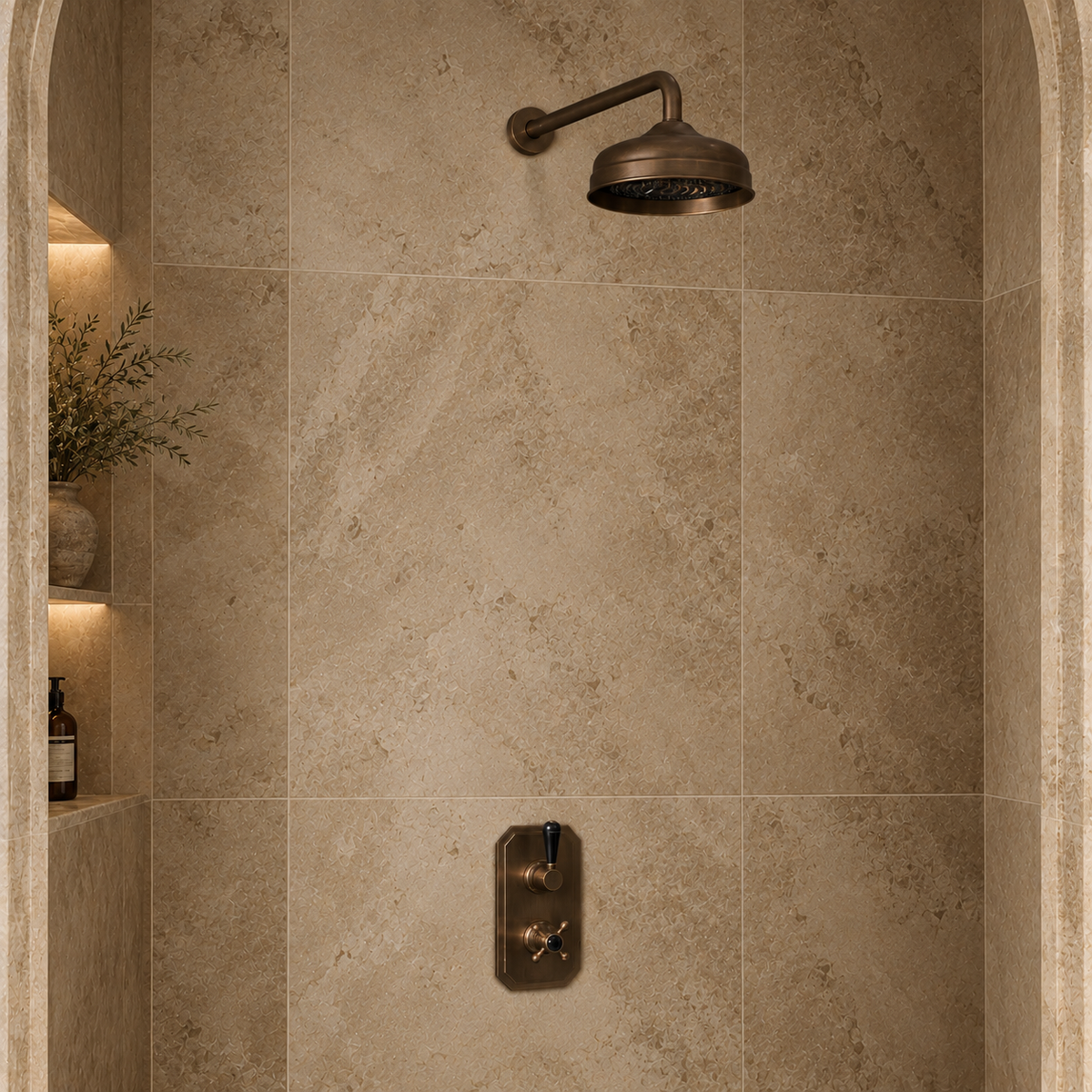 Egerton Black Ceramic Lever Concealed Thermostatic Shower Set - Rutland London (USA)