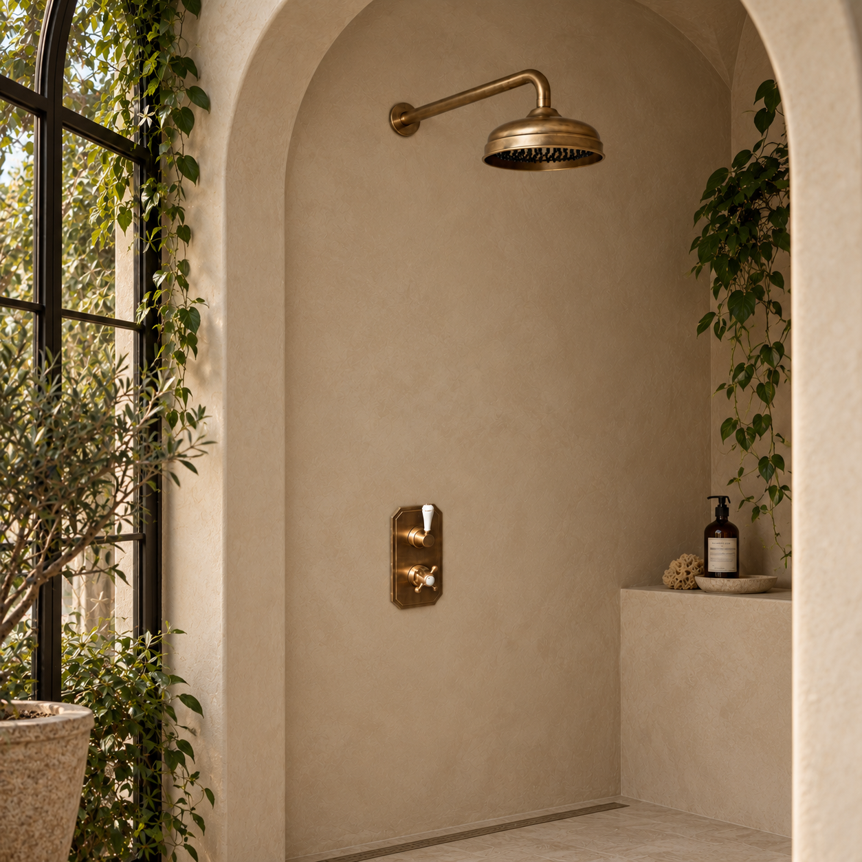 Egerton White Ceramic Lever Concealed Thermostatic Shower Set - Rutland London (USA)