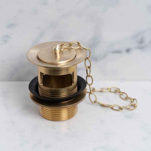 Granville Slotted Bathroom Sink Drain, Plug & Chain - Rutland London (USA)