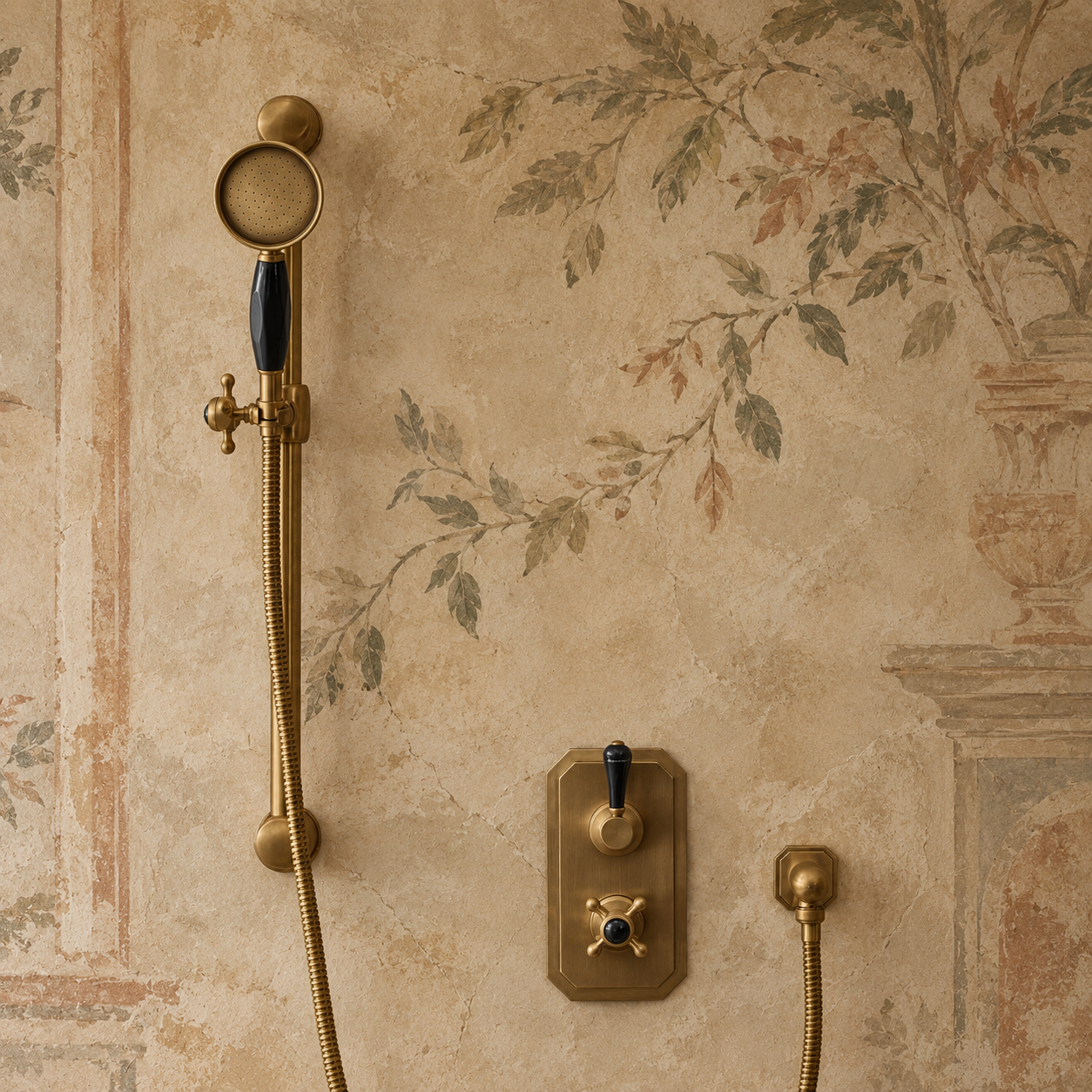 Highbury Black Ceramic Lever & Cleaver Telephone Handset Concealed Thermostatic Shower Set - Rutland London (USA)