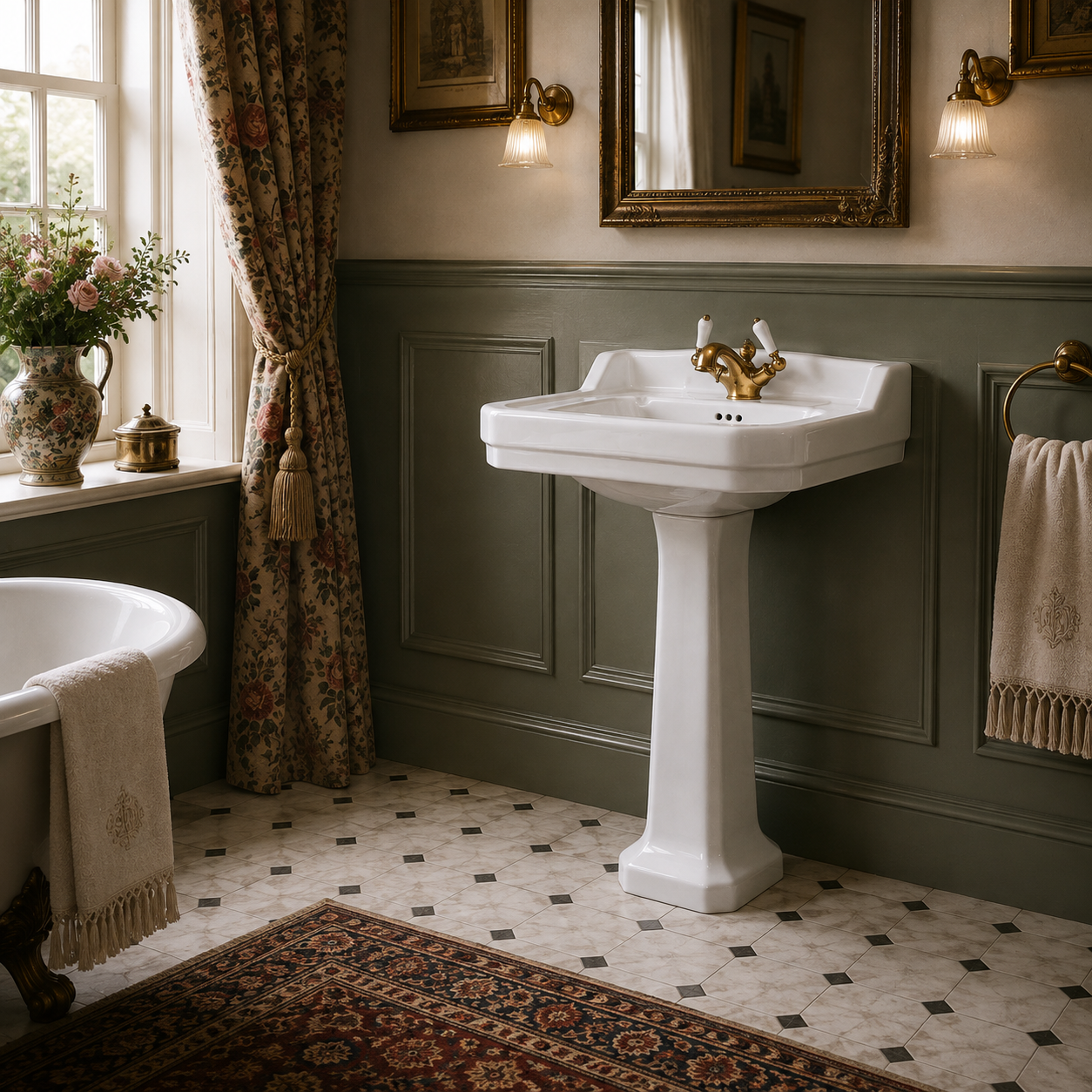 Lancer White Pedestal Bathroom Sink (1 Faucet Hole) - Rutland London (USA)