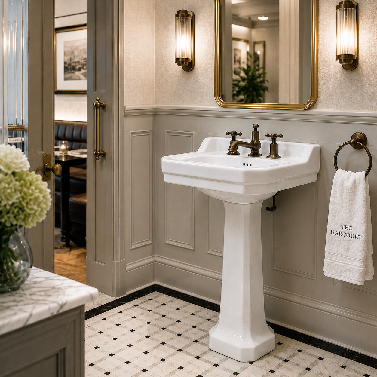 Lancer White Pedestal Bathroom Sink (3 Faucet Hole) - Rutland London (USA)