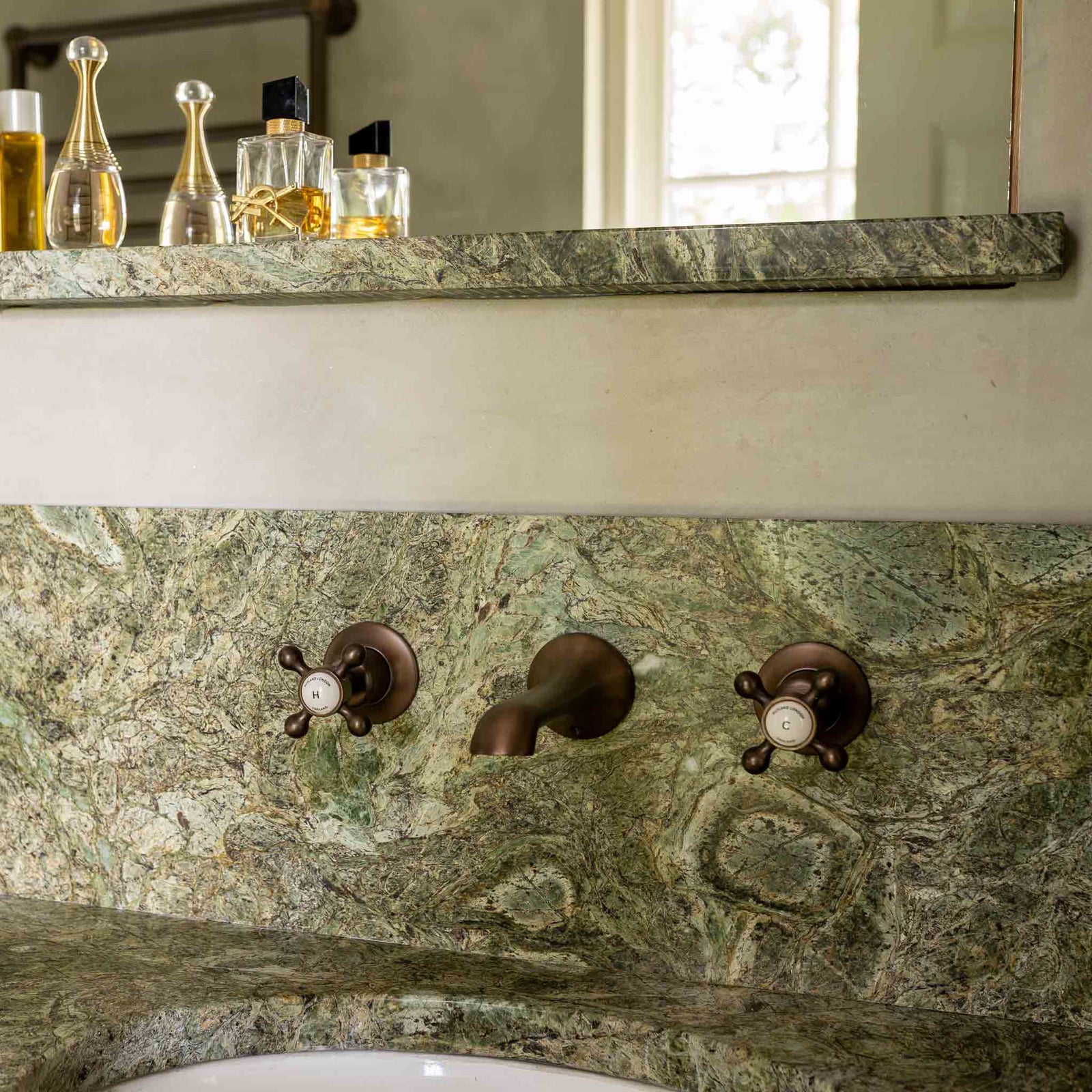 Norton White Ceramic Cross Handle Wall Mount Three Hole Bathroom Sink Faucet - Rutland London (USA)