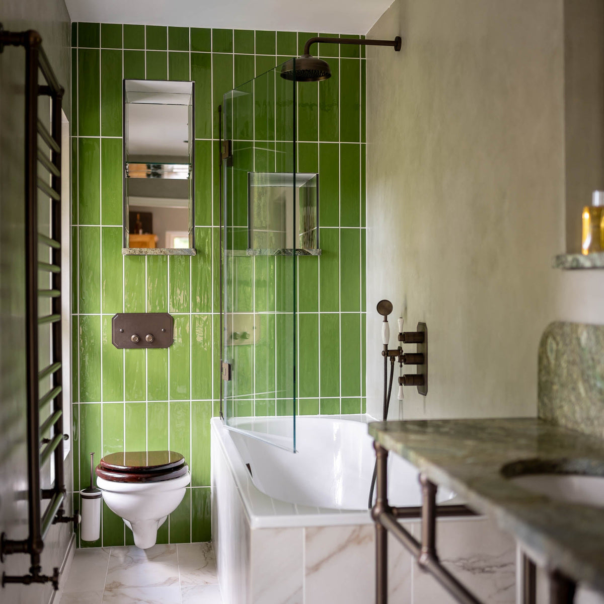 Weybridge Semi-Frameless Brass Bathtub Door Componentry Kit (Excluding Glass) - Rutland London (USA)