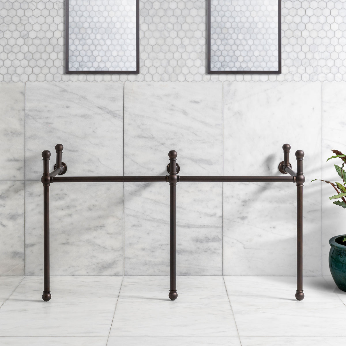 Reliance Double Brass Console Sink Legs (Legs Only - No Top, Upstand or Sinks) - Rutland London (USA)