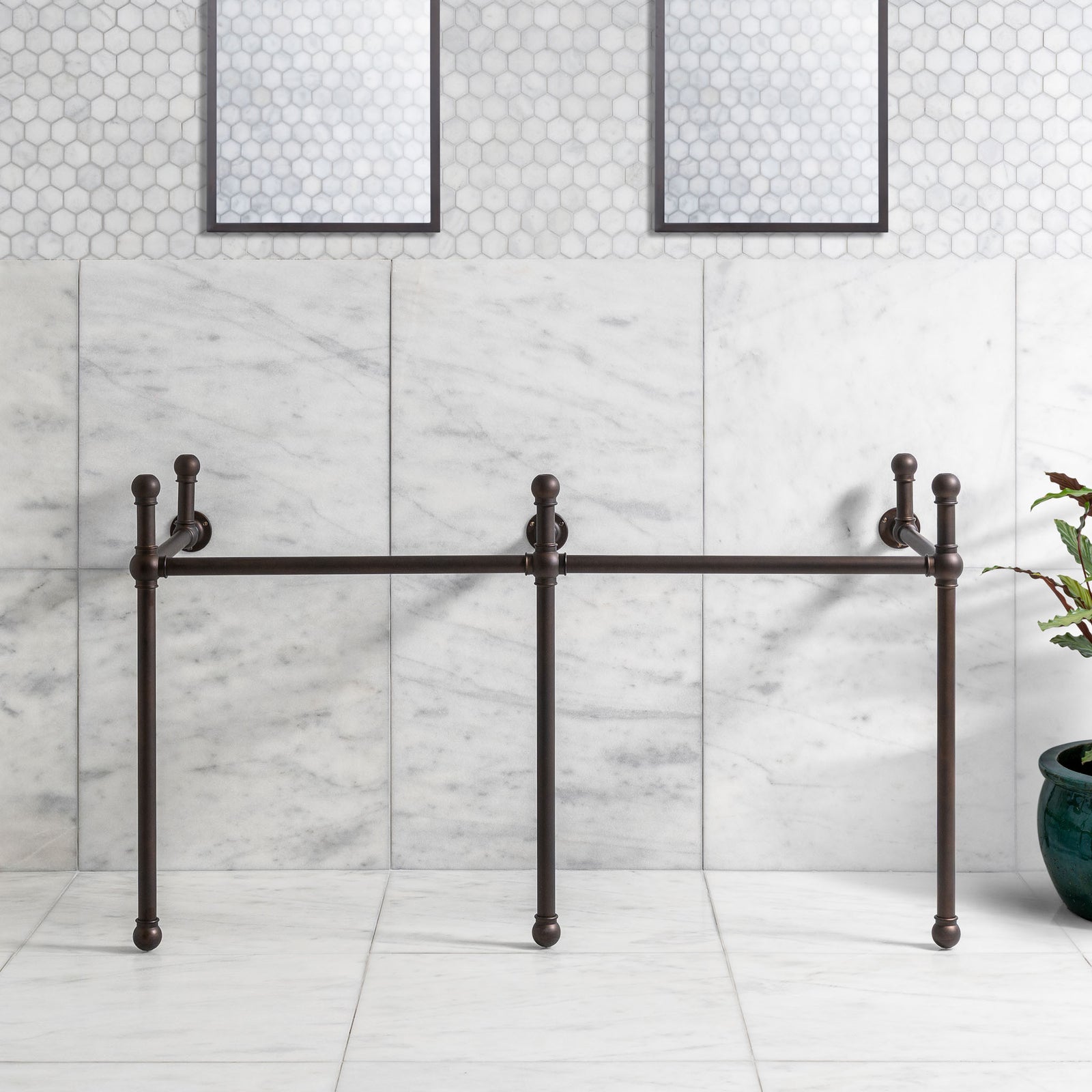 Reliance Double Brass Console Sink Legs (Legs Only - No Top, Upstand or Sinks) - Rutland London (USA)