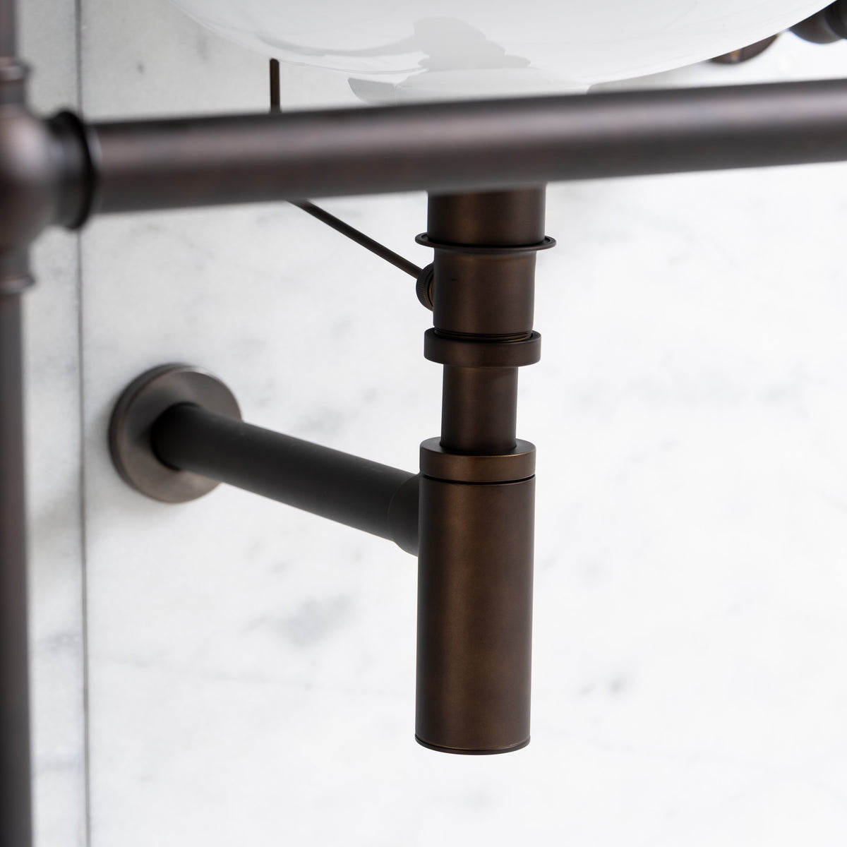 Reliance Double Brass Console Bathroom Sink (Inc. Marble Top, Upstand & Sinks) - Rutland London (USA)