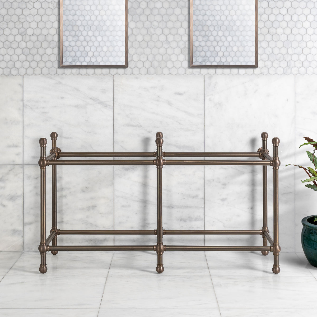 Lloyd Double Brass Console Sink Legs (Legs Only - No Top, Upstand or Sinks) - Rutland London (USA)