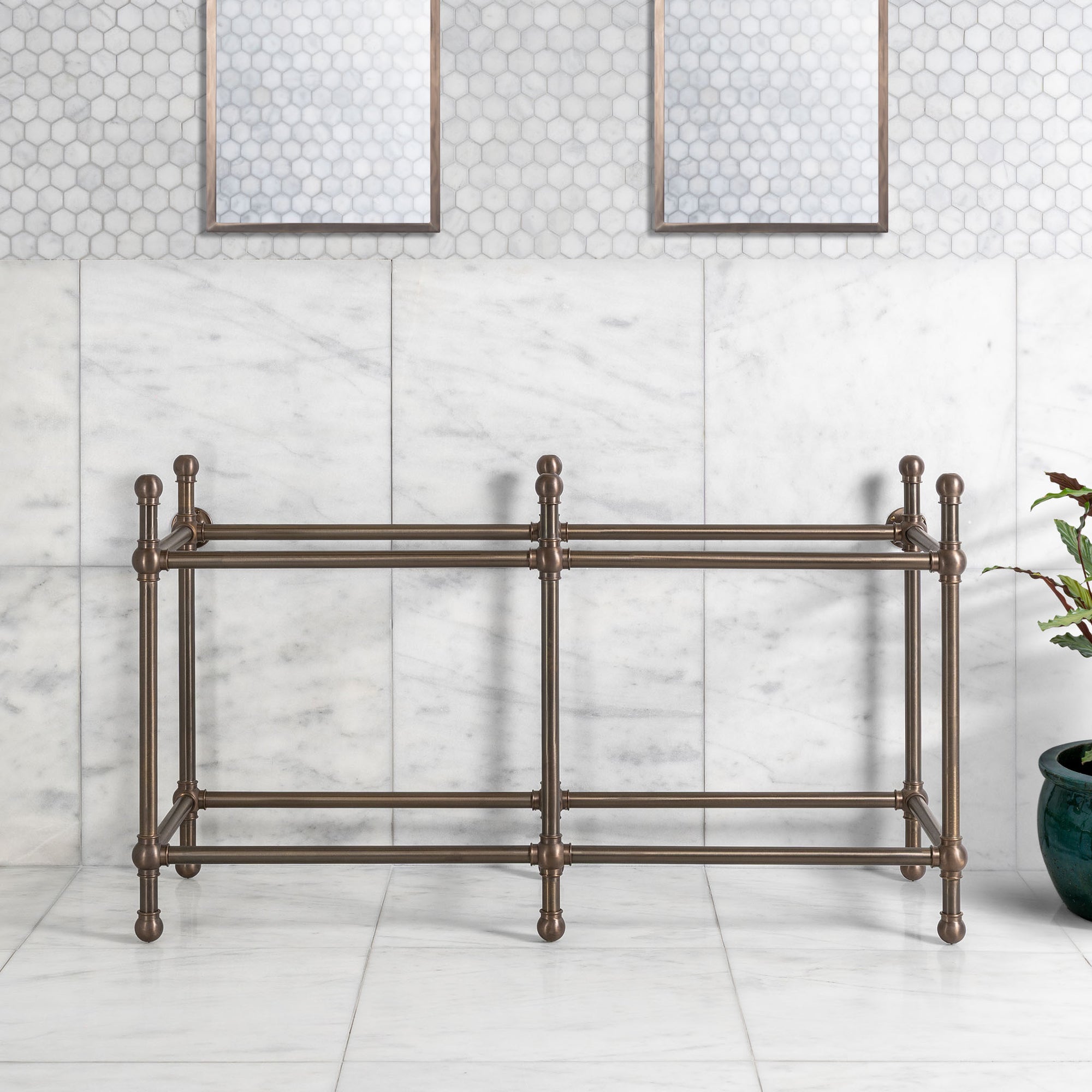 Lloyd Double Brass Console Sink Legs (Legs Only - No Top, Upstand or Sinks) - Rutland London (USA)