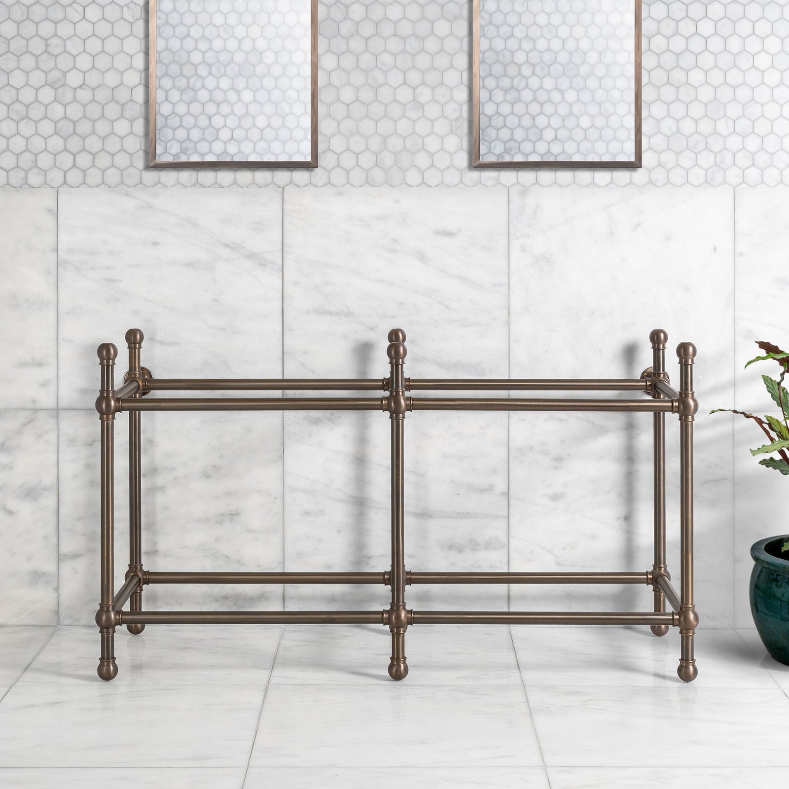 Cadogan Double Brass Console Sink Legs (Legs Only - No Top, Upstand or Sinks) - Rutland London (USA)