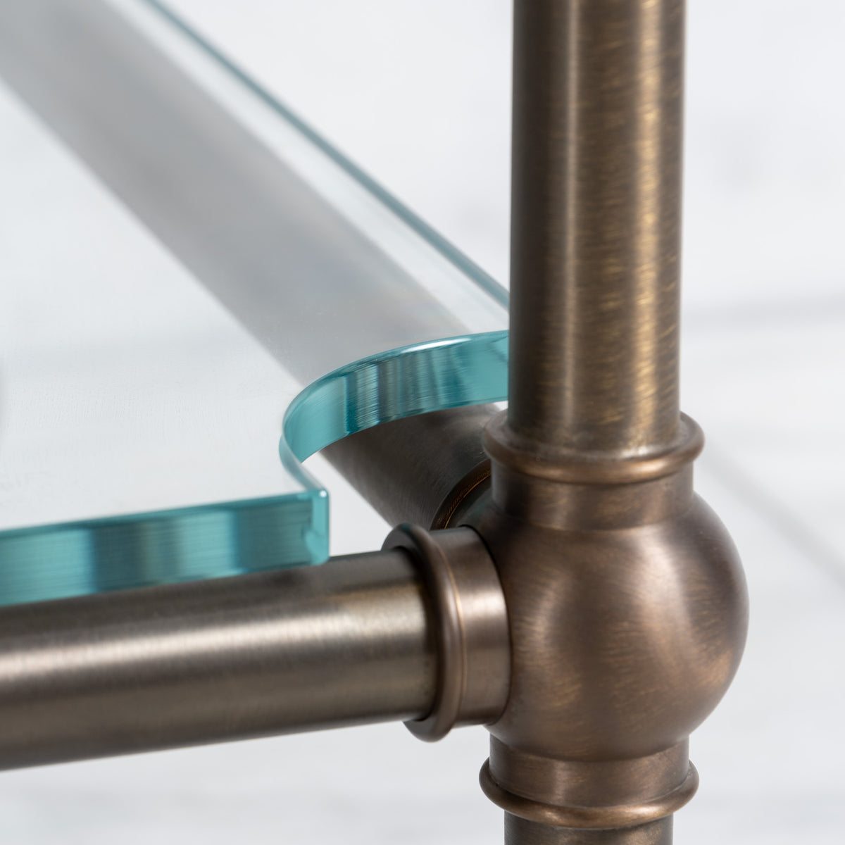 Coleridge Double Brass Console Bathroom Sink (Inc. Marble Top, Upstand, Glass Shelf & Sinks) - Rutland London (USA)