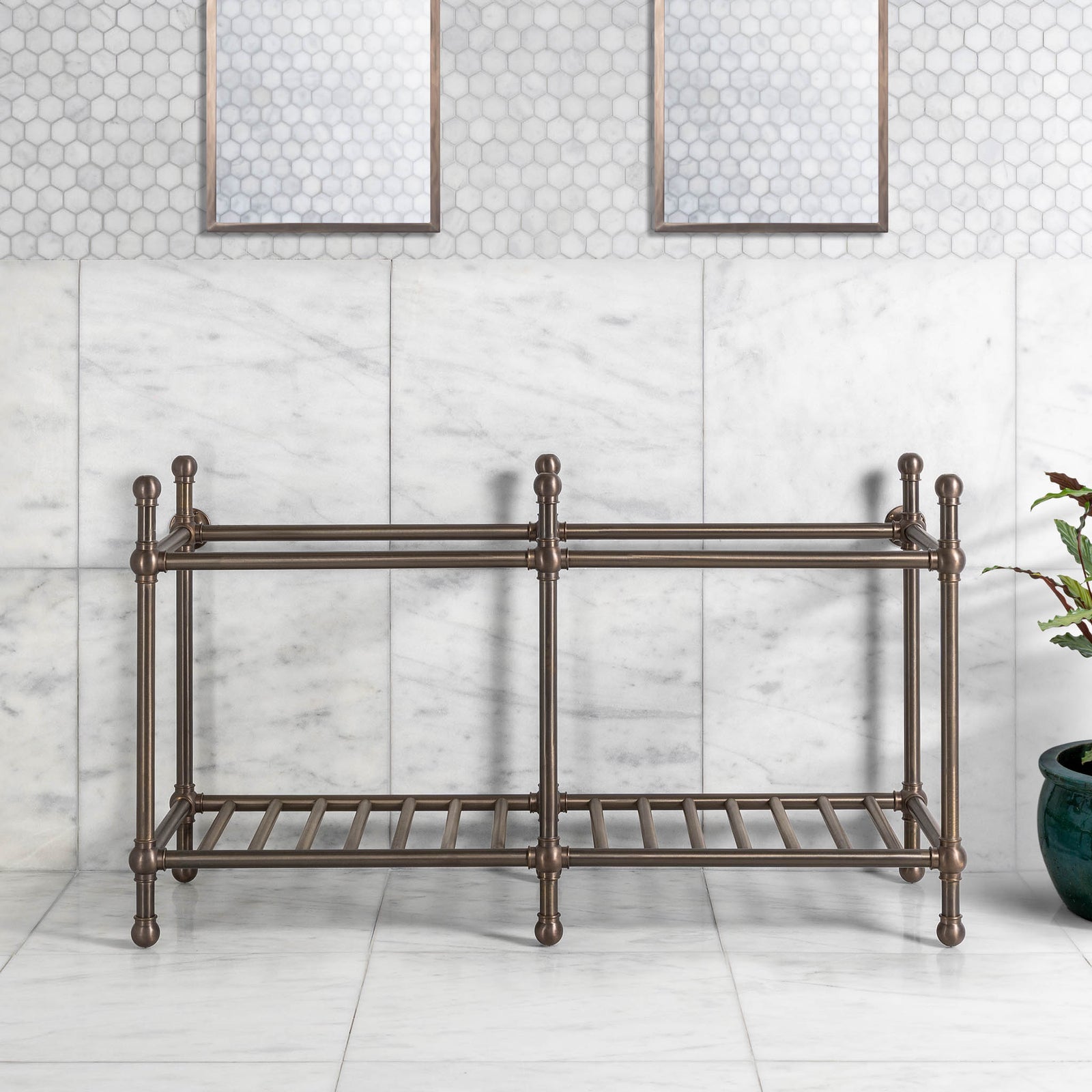 Cadogan Double Brass Console Sink Legs (Legs Only - No Top, Upstand or Sinks) - Rutland London (USA)
