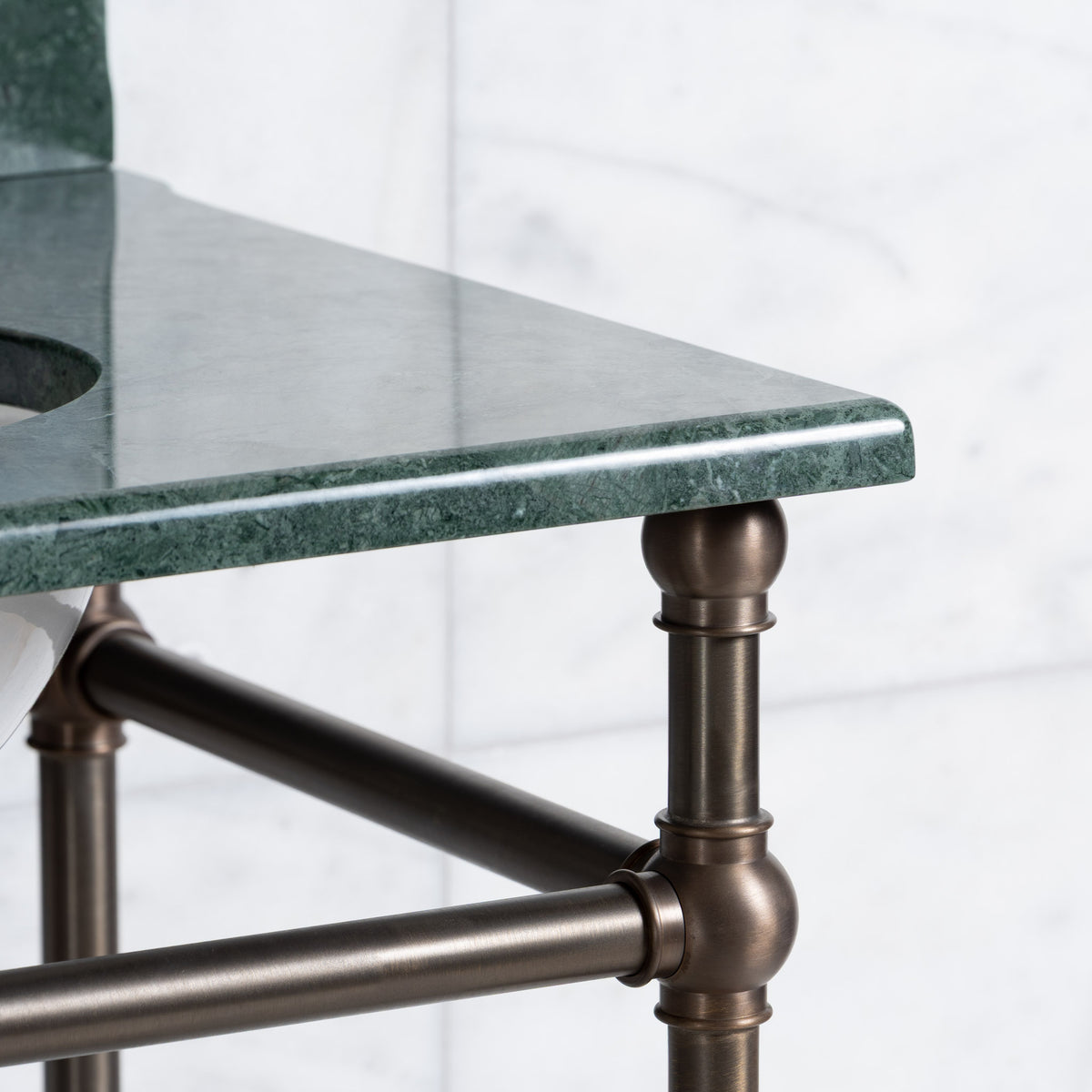 Lloyd Double Brass Console Bathroom Sink (Inc. Marble Top, Upstand & Sinks) - Rutland London (USA)