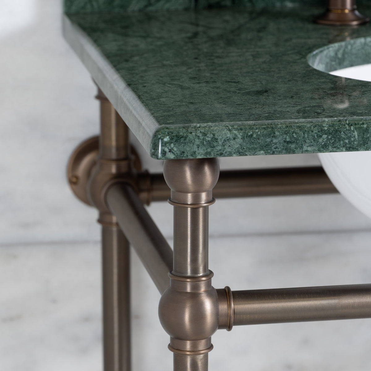 Lloyd Double Brass Console Bathroom Sink (Inc. Marble Top, Upstand & Sinks) - Rutland London (USA)