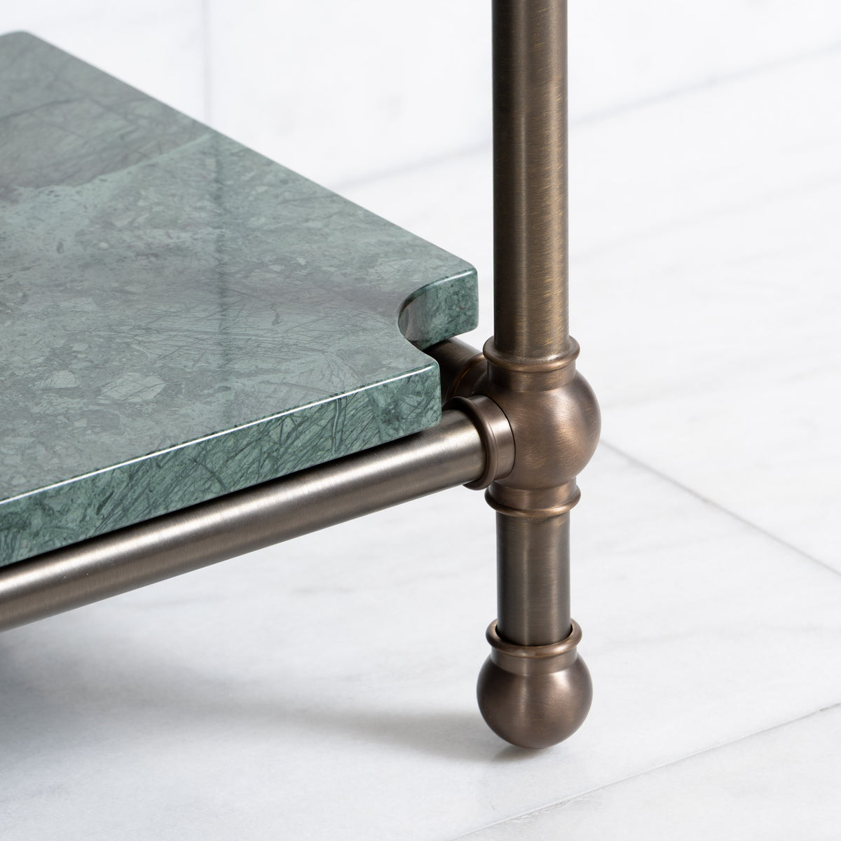 Nevern Double Brass Console Bathroom Sink (Inc. Marble Top, Upstand, Shelf & Sinks) - Rutland London (USA)