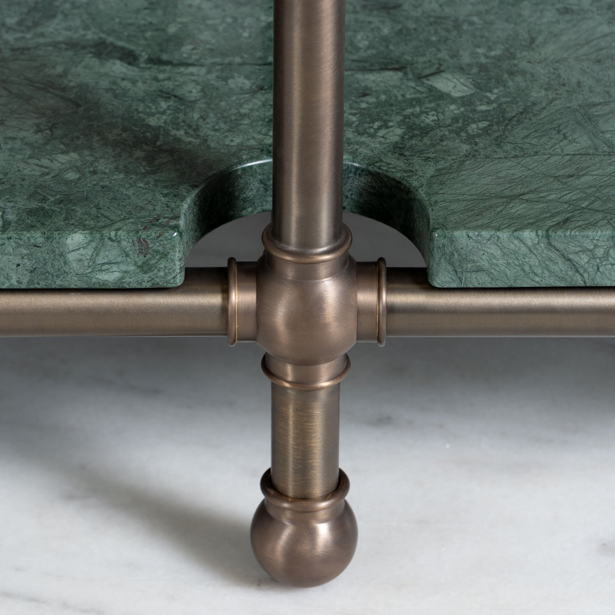 Nevern Double Brass Console Bathroom Sink (Inc. Marble Top, Upstand, Shelf & Sinks) - Rutland London (USA)