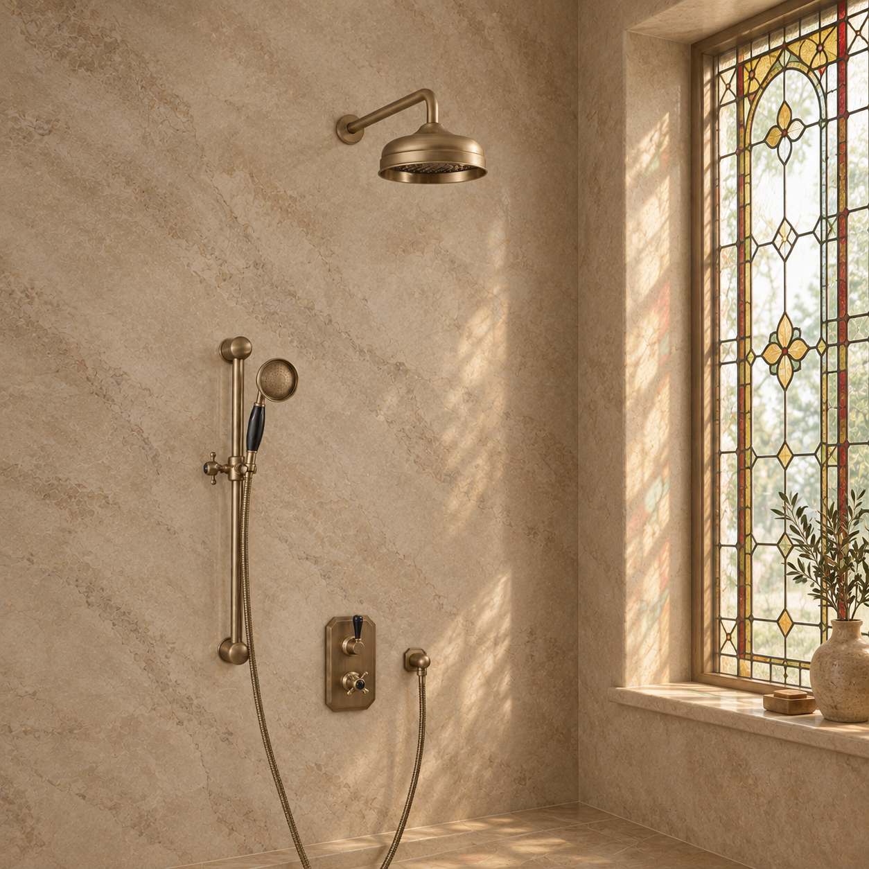 Rochester Black Ceramic Lever & Cleaver Telephone Handset Concealed Thermostatic Shower Set - Rutland London (USA)