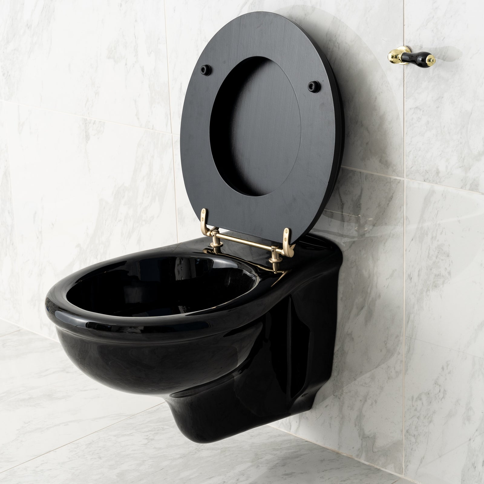 Munster Black Wall Mounted Toilet Bowl (Seat Sold Separately) - Rutland London (USA)