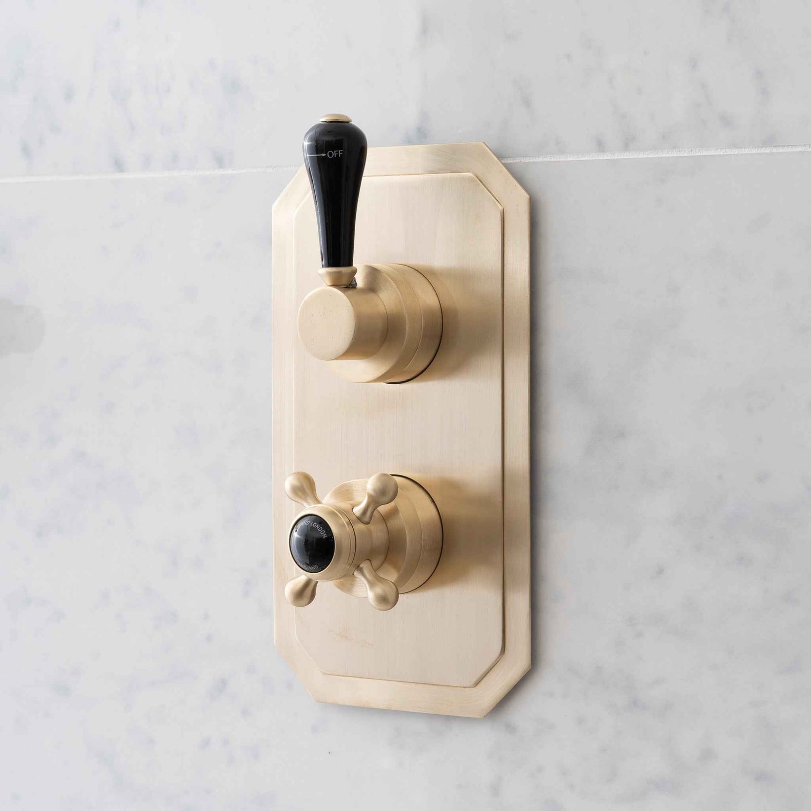 Grafton Two Function Black Ceramic Lever Concealed Thermostatic Shower Valve & Trim - Rutland London (USA)