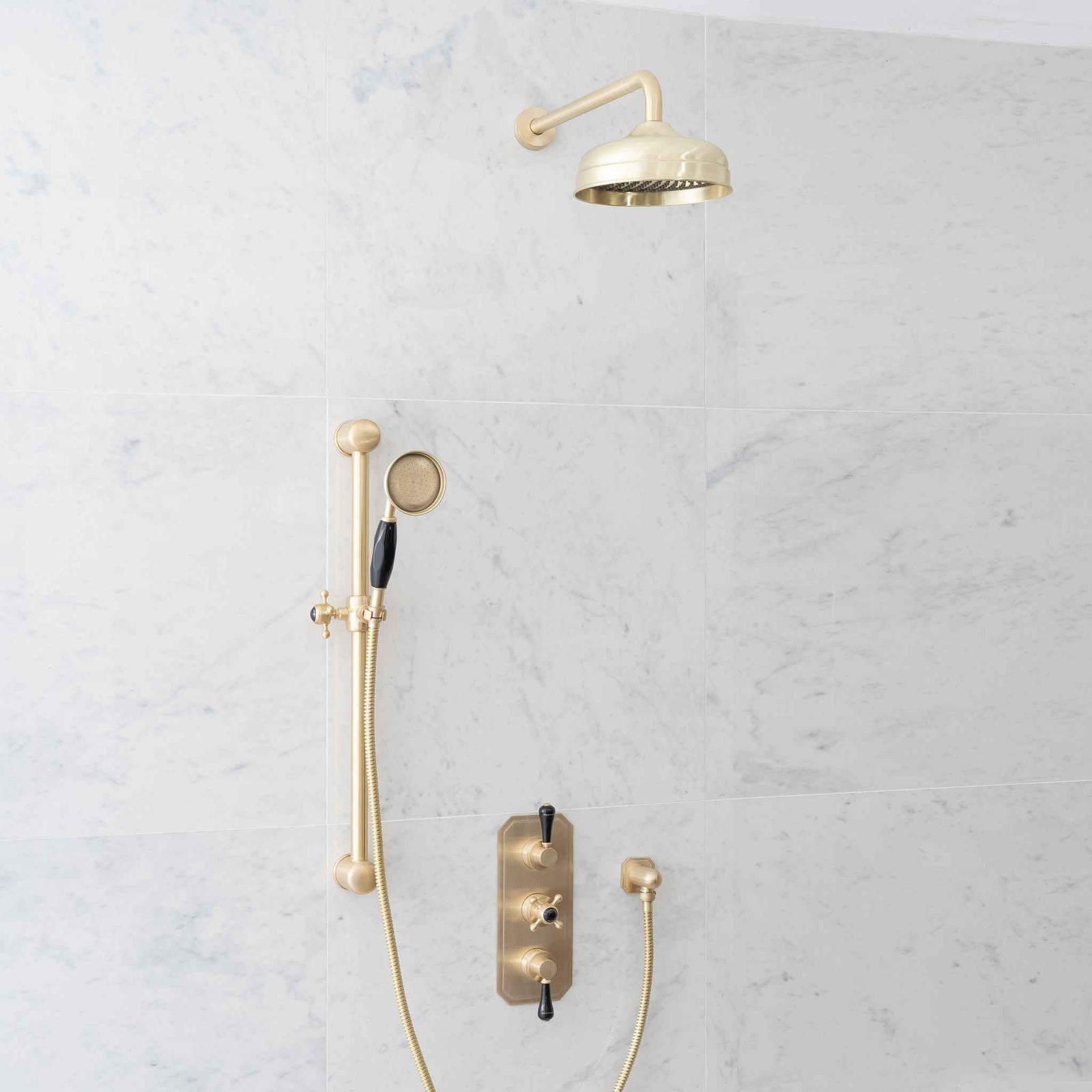 Euston Black Ceramic Lever & Cleaver Telephone Handset Concealed Thermostatic Shower Set - Rutland London (USA)