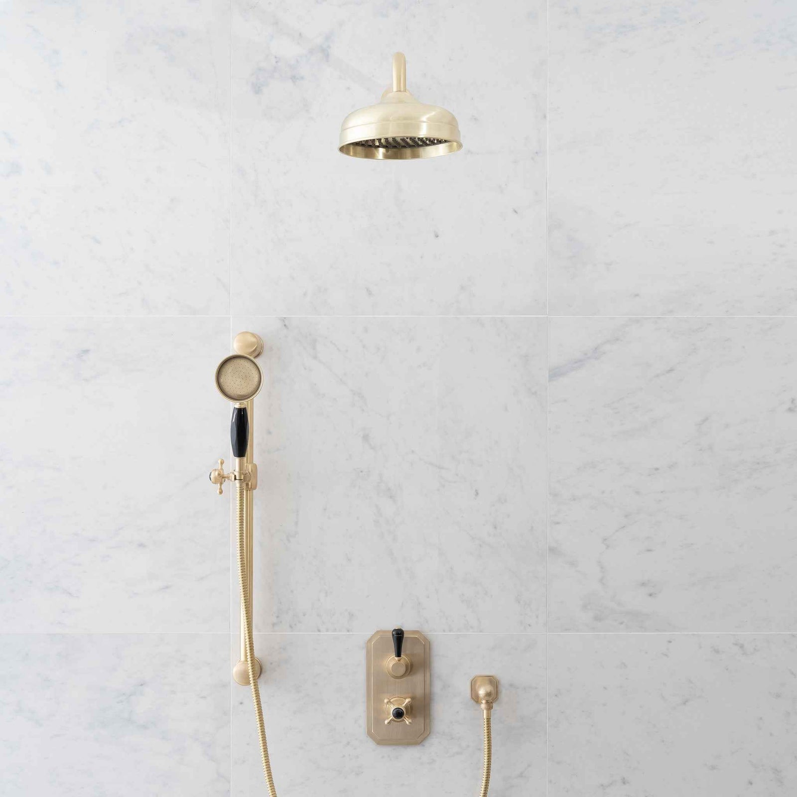 Rochester Black Ceramic Lever & Cleaver Telephone Handset Concealed Thermostatic Shower Set - Rutland London (USA)