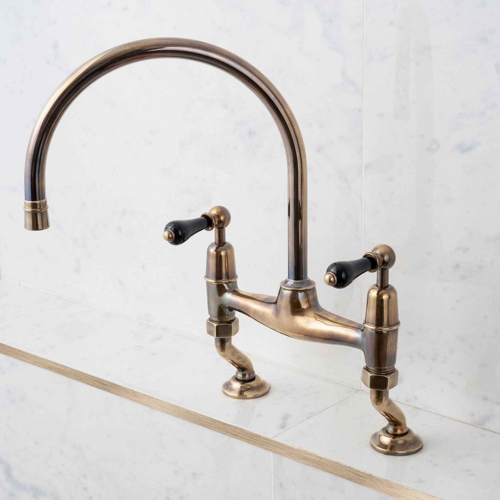 Gibson Black Ceramic Lever Swan Neck Two Hole Kitchen Sink Faucet - Rutland London (USA)